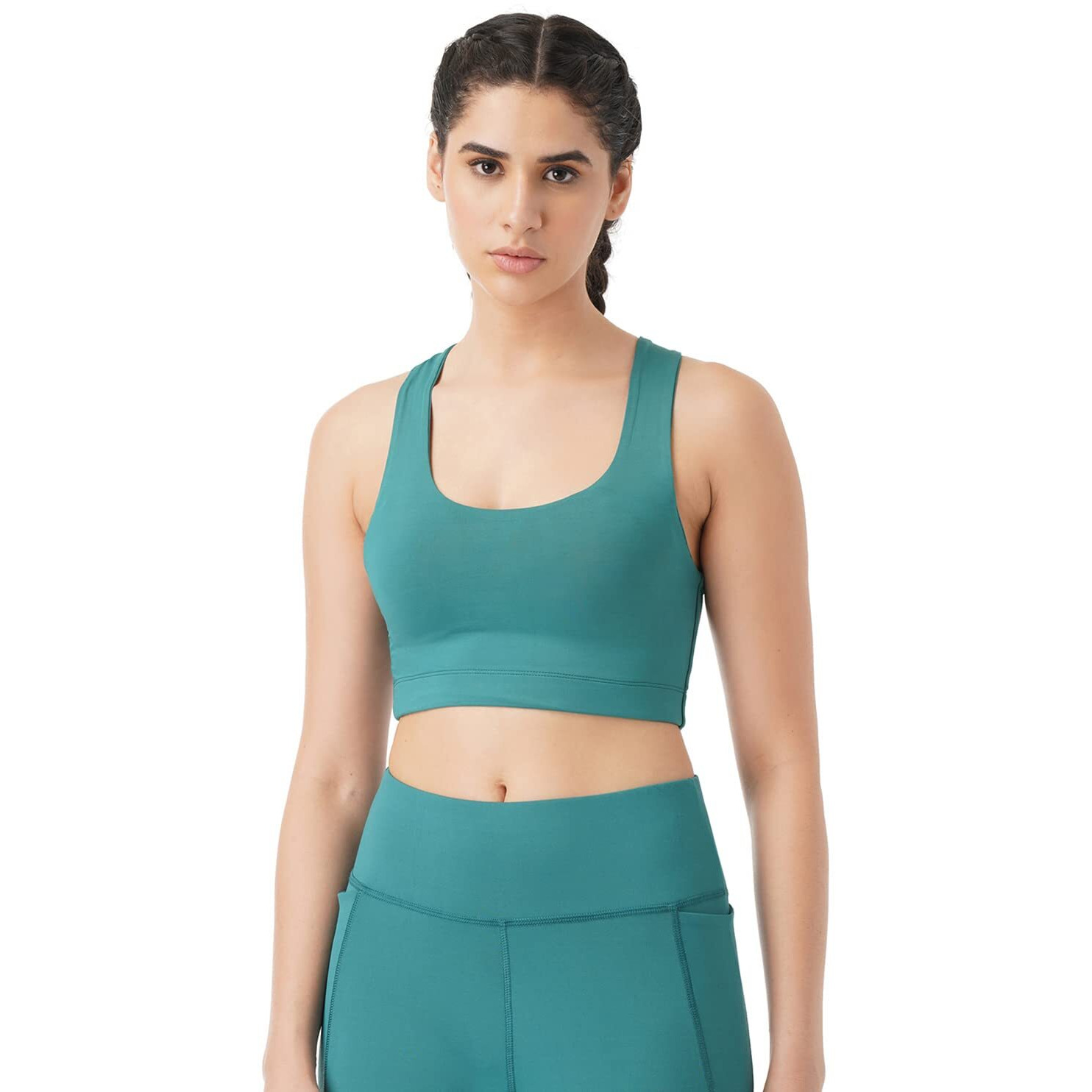 PUMPD Womens Synthetic Wire Free Modern Sports Bra (PUMSS23WBR-001_Green Queen_S)