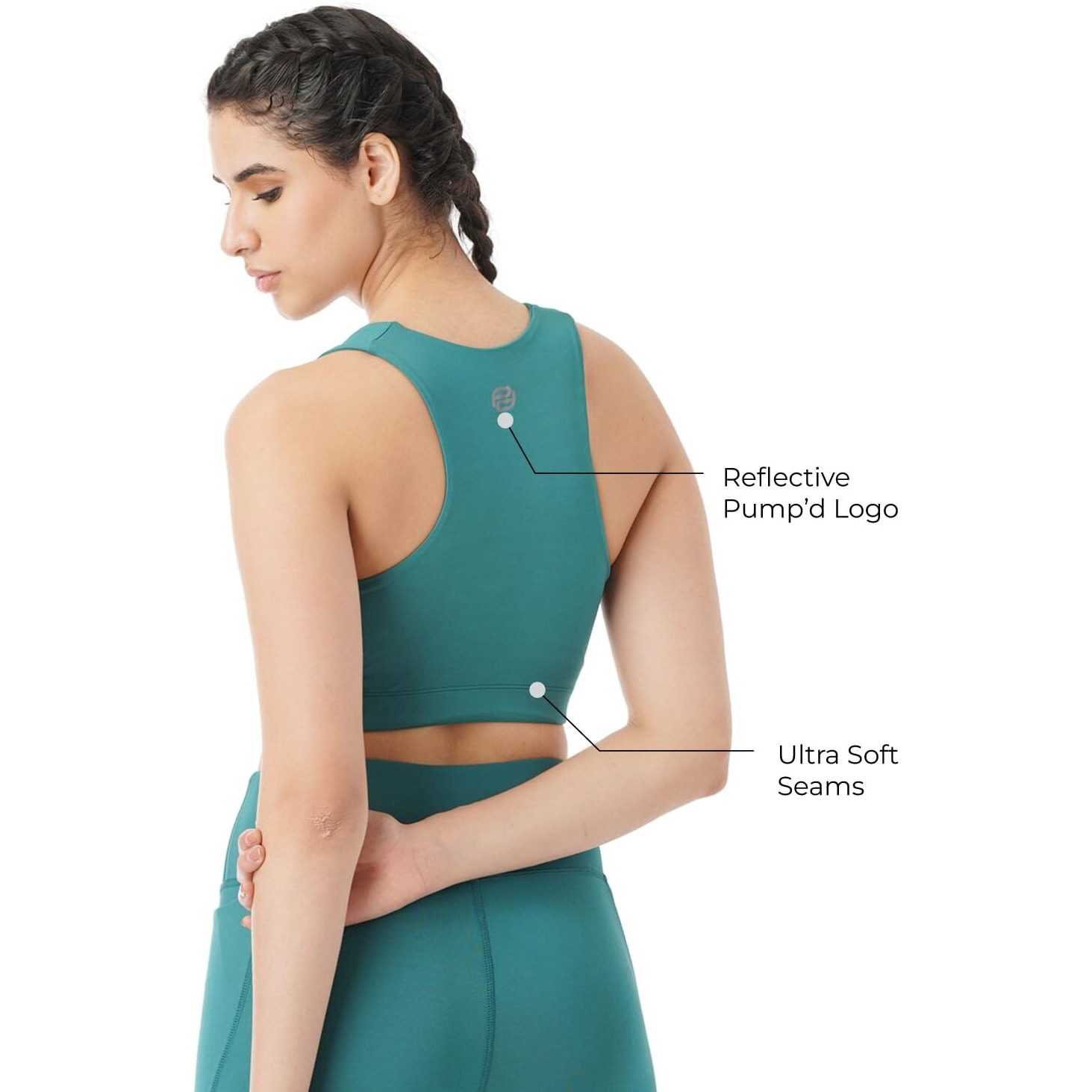 PUMPD Womens Synthetic Wire Free Modern Sports Bra (PUMSS23WBR-001_Green Queen_S)