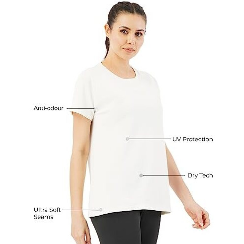 PUMPD Womens Solid Athletic Fit T-Shirt (PUMSS23WTP-007_Heavenly White XL)