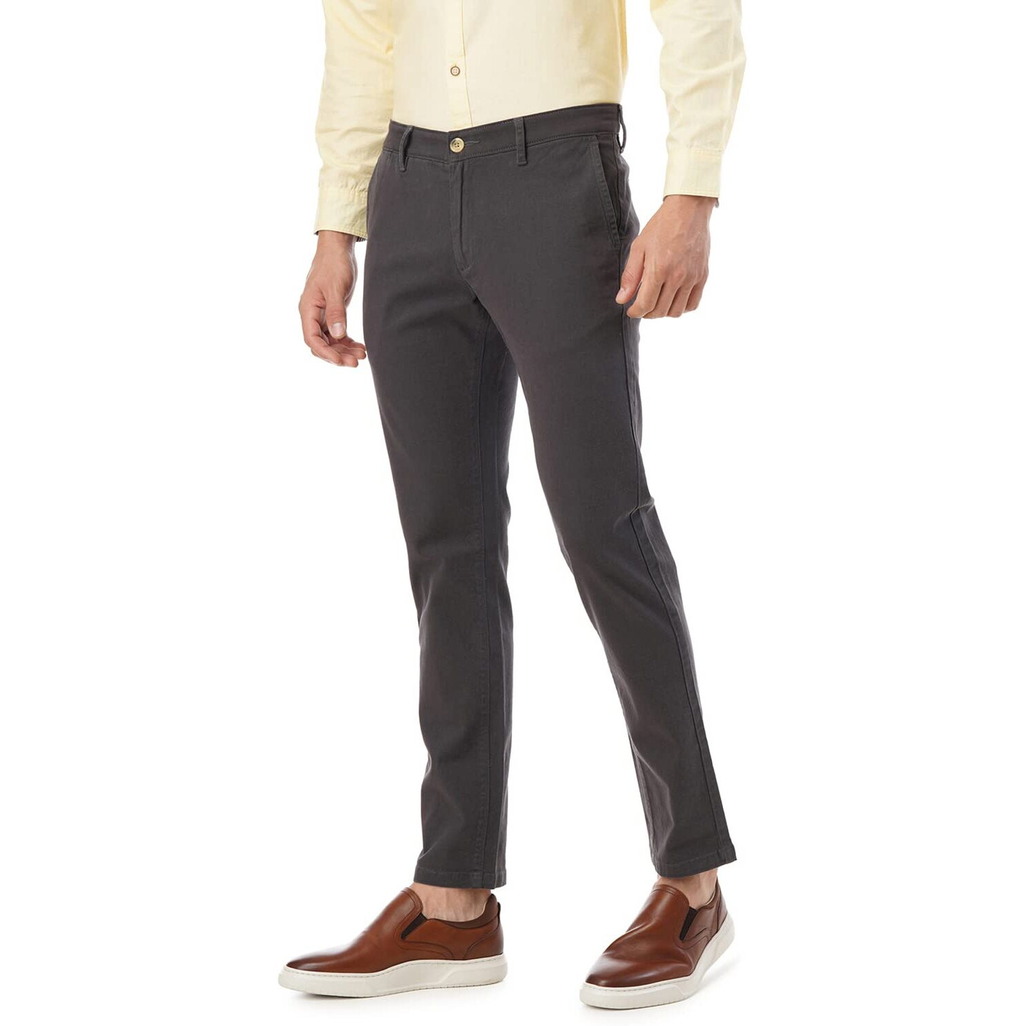 FYLTR Mens Straight Fit Stretch Cotton Khaki Trousers - Soft Handfeel