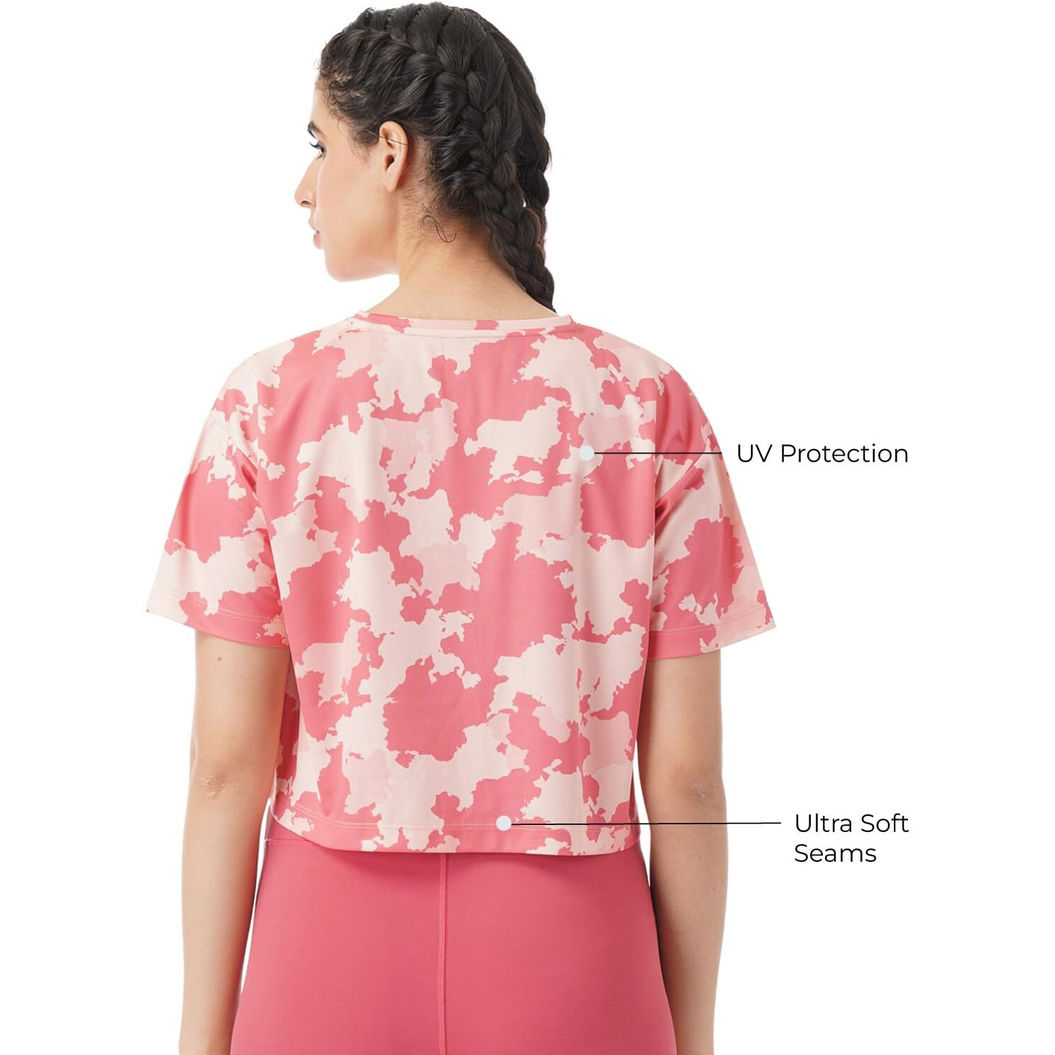 PUMPD Womens Solid Athletic Fit T-Shirt (PUMSS23WTP-009_Sweet Coraline L)