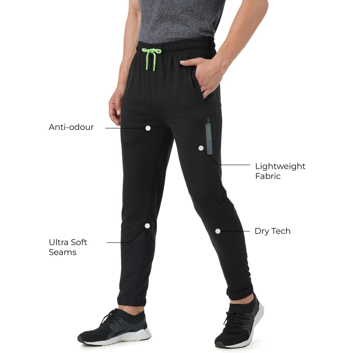 PUMPD Mens Regular Track Pants (PUMSS23MJG-025_Whacky Black_L)