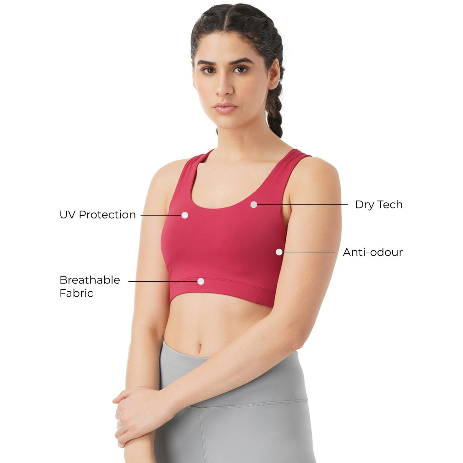 PUMPD Womens Synthetic Wire Free Modern Sports Bra (PUMSS23WBR-001_Burgundy Baddies_XL)