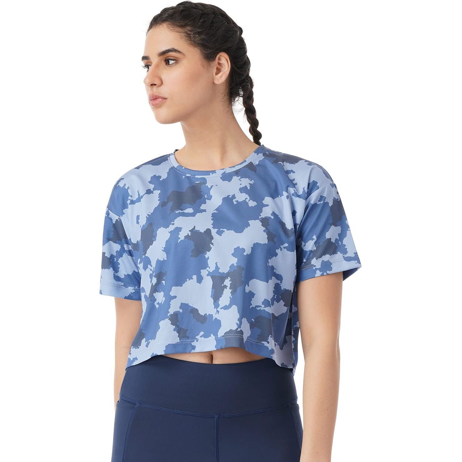PUMPD Womens Solid Athletic Fit T-Shirt (PUMSS23WTP-009_Moody Blue L)