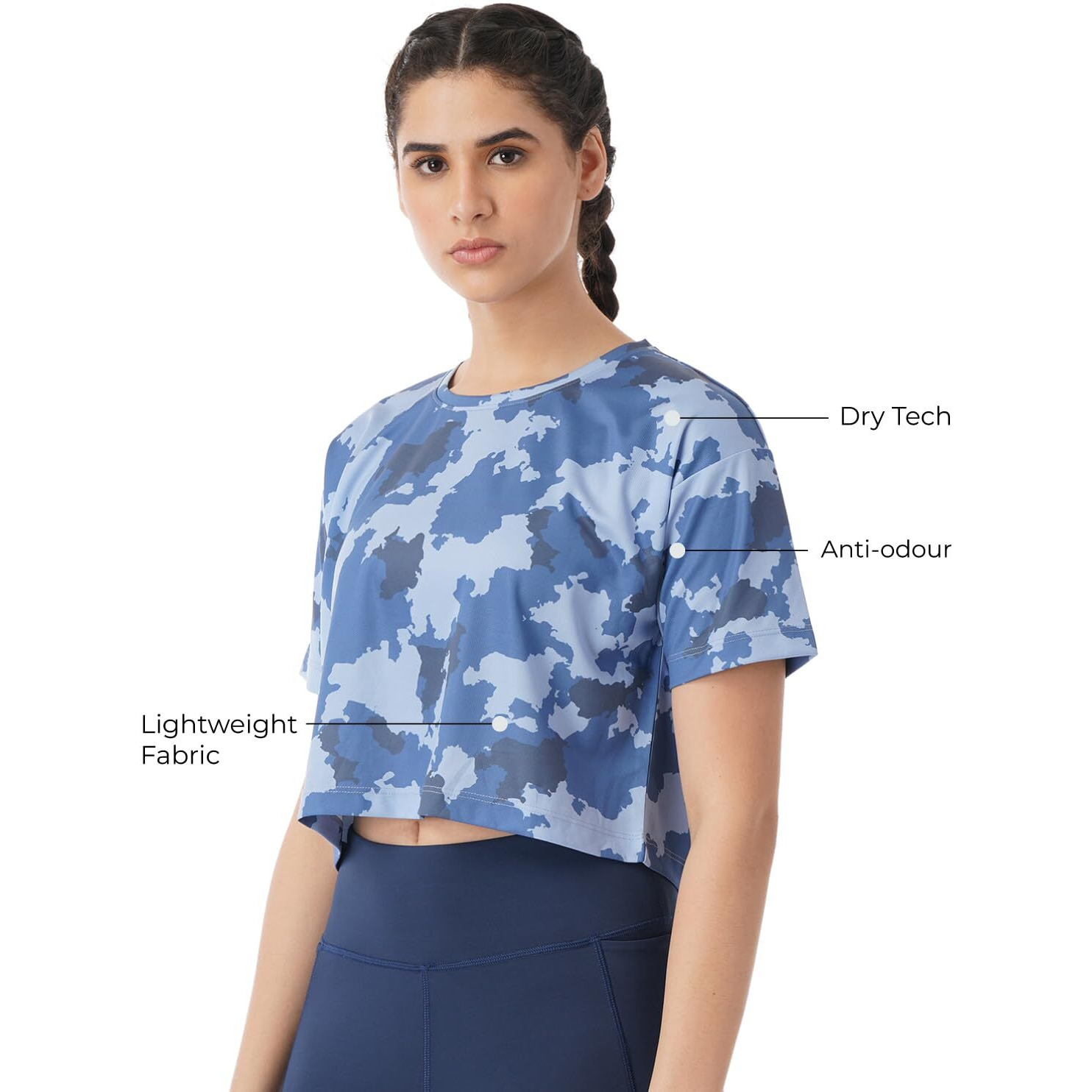 PUMPD Womens Solid Athletic Fit T-Shirt (PUMSS23WTP-009_Moody Blue L)
