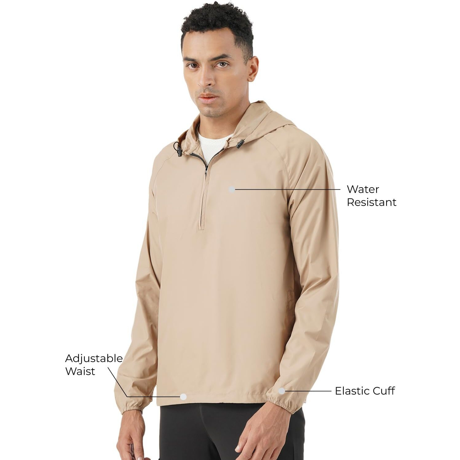 PUMPD Mens All-purpose Windcheater with Front Zip Closure & Hoodie -With Self Packing Kit