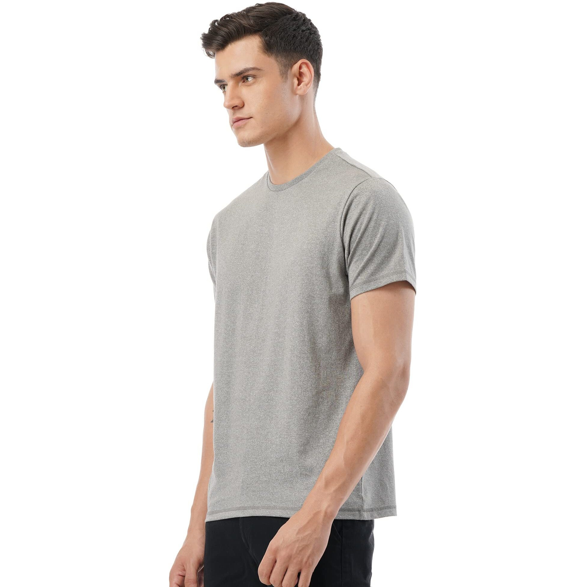 FYLTR Mens Solid Regular Fit T-Shirt (FYLSS23MTS-010_Feelin Grey M)