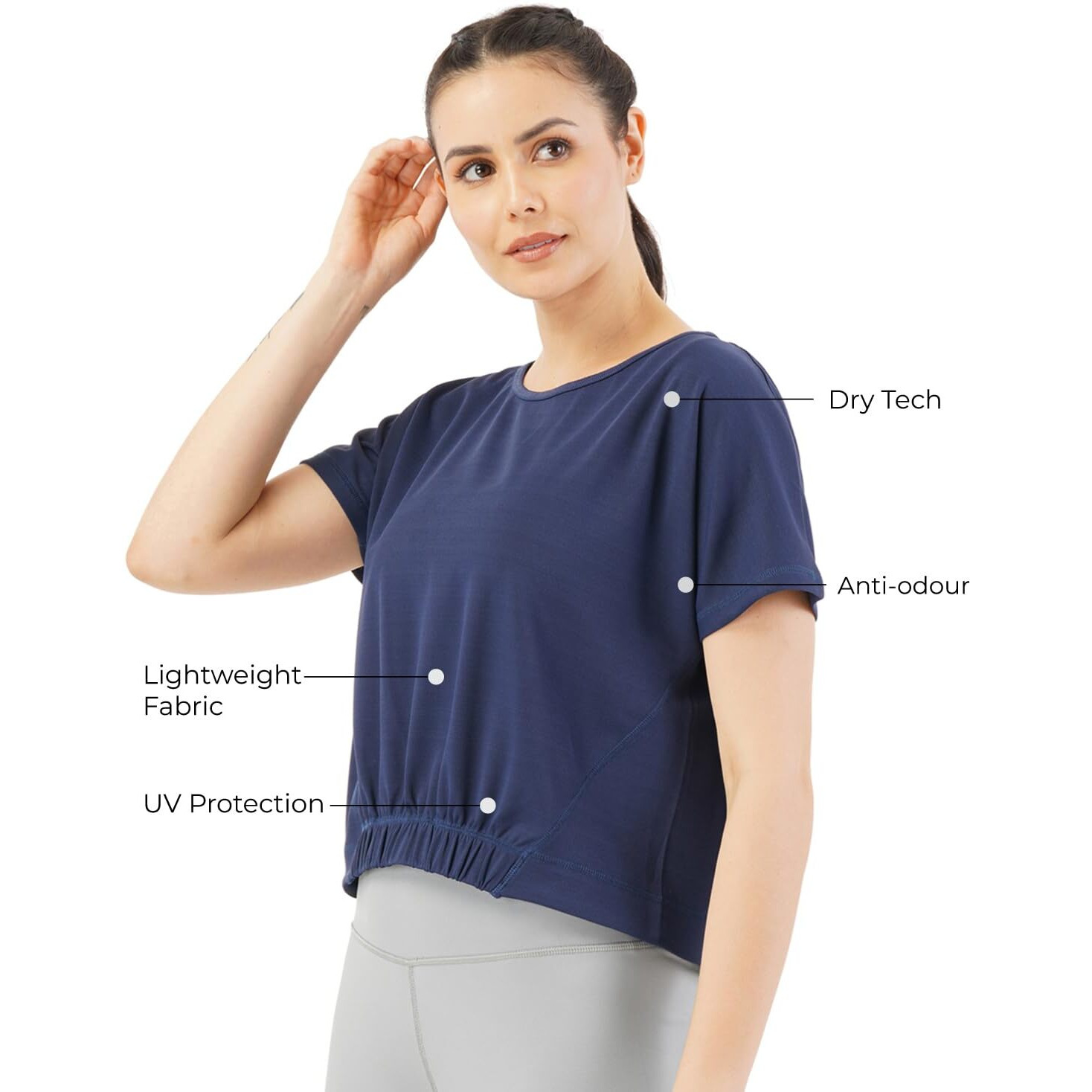 PUMPD Womens Solid Athletic Fit T-Shirt (PUMSS23WTP-008_Moody Blue M)