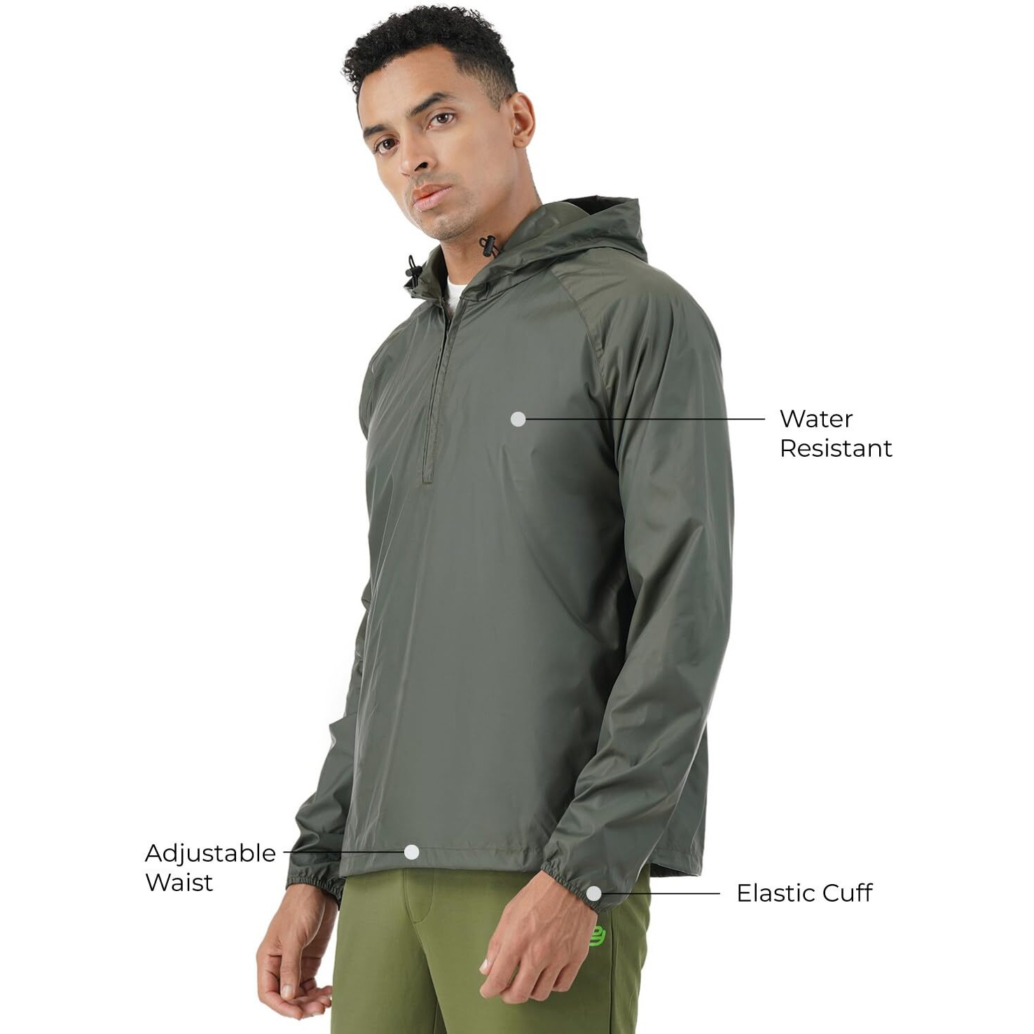 PUMPD Mens All-purpose Windcheater with Front Zip Closure & Hoodie -With Self Packing Kit