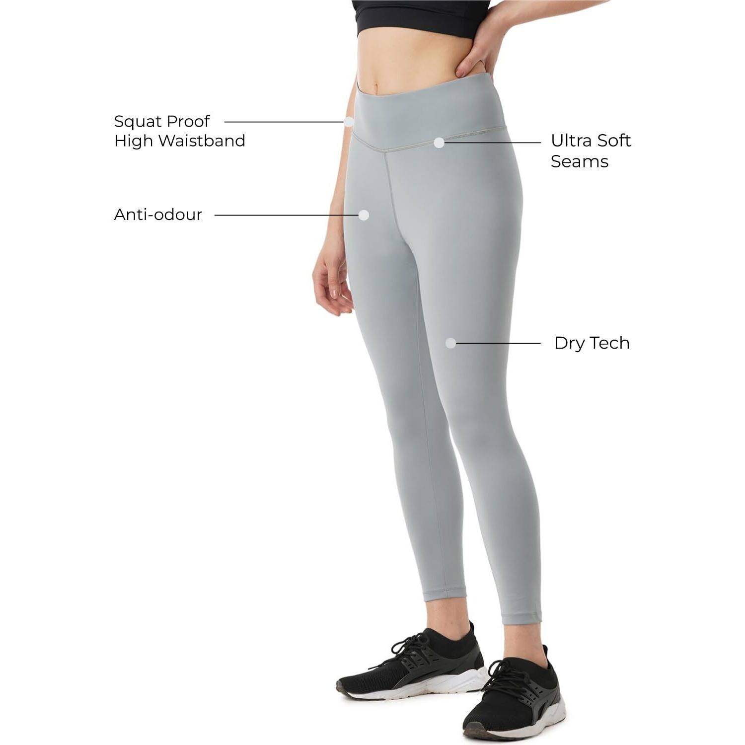 PUMPD Womens Regular Leggings (PUMSS23WLG-011_Chill Grey_L)