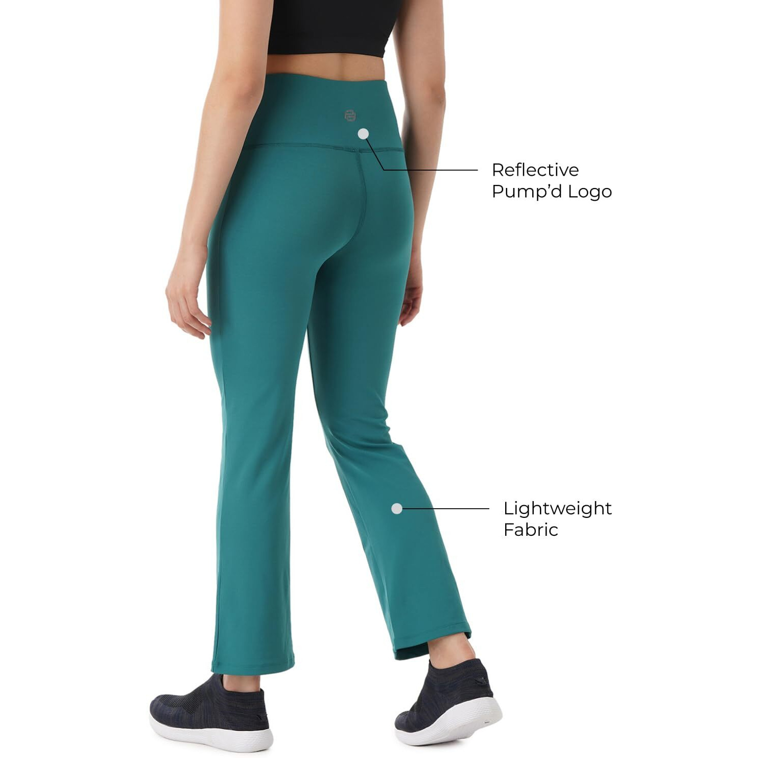 PUMPD Womens Stretchable All-Purpose Flare Pants -Lightweight, Anti-Odor, Squat Proof, Dry Tech, Ultra Soft Seams