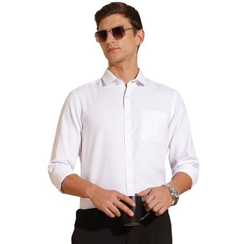 Formal Shirts for Men || Shirt for Men || Men Shirt (in, Alpha, M, Moonlit White-Birds Eye)