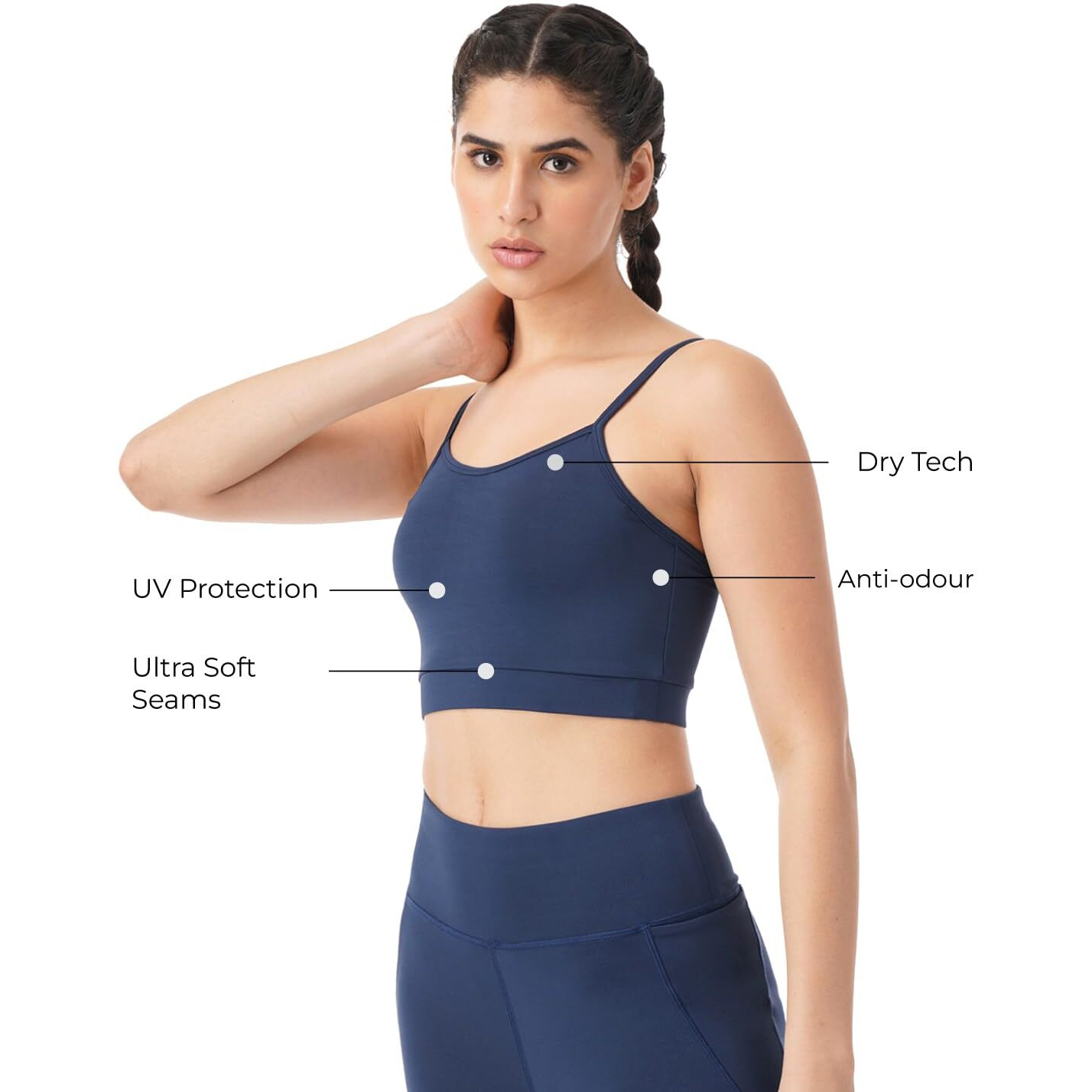 PUMPD Womens Synthetic Wire Free Modern Sports Bra (PUMSS23WBR-002_Moody Blue_M)