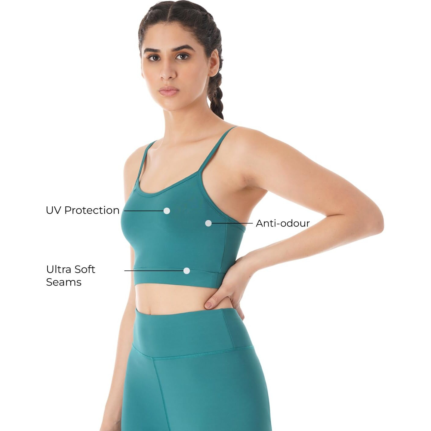 PUMPD Womens Synthetic Wire Free Modern Sports Bra (PUMSS23WBR-002_Green Queen_L)