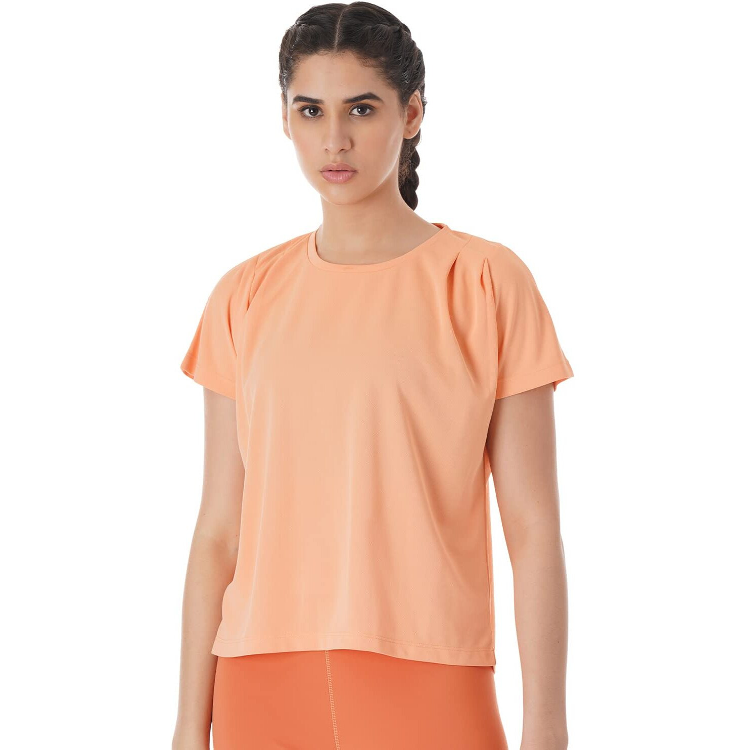 PUMPD Womens Solid Athletic Fit T-Shirt (PUMSS23WTP-006_Sweet Coraline M)