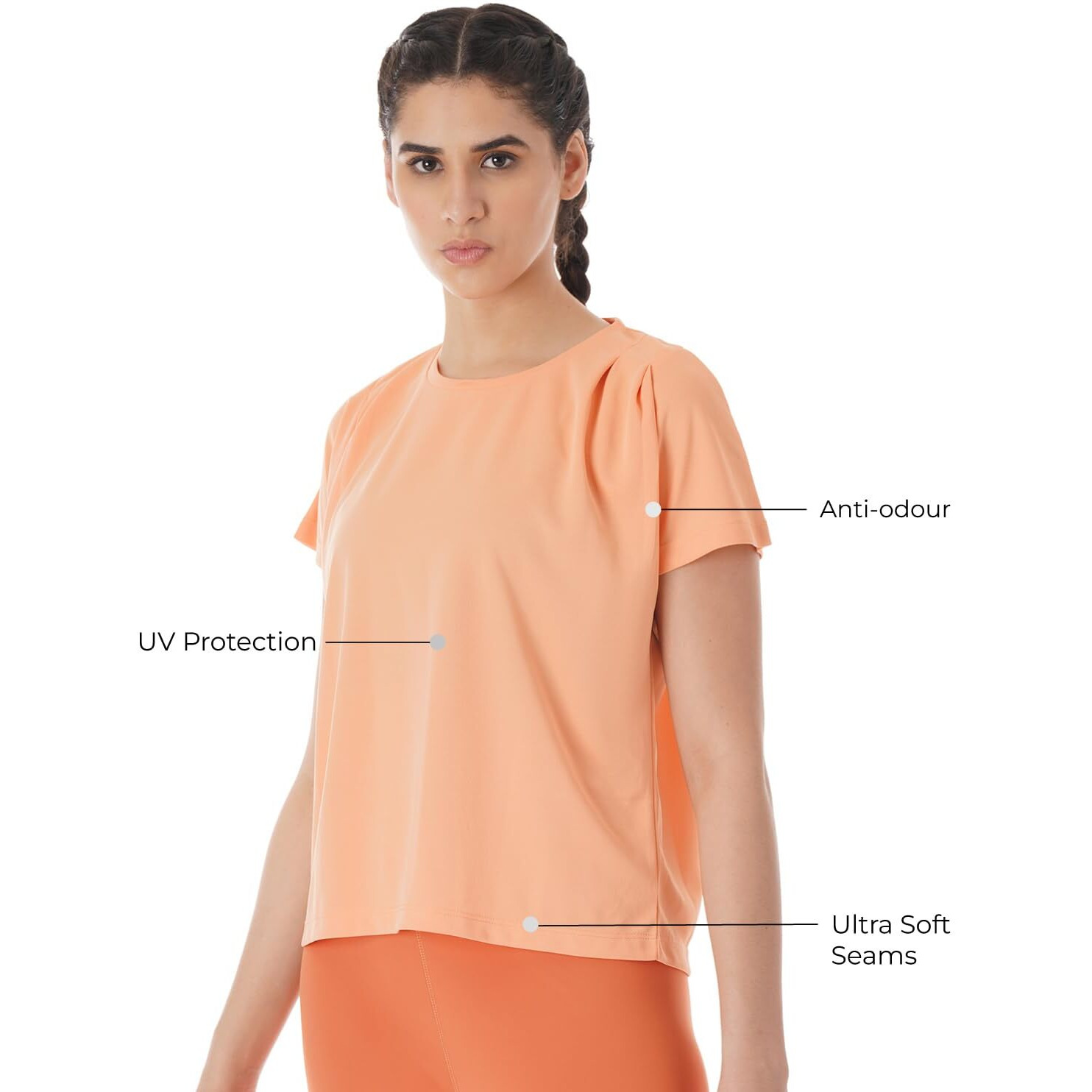 PUMPD Womens Solid Athletic Fit T-Shirt (PUMSS23WTP-006_Sweet Coraline M)
