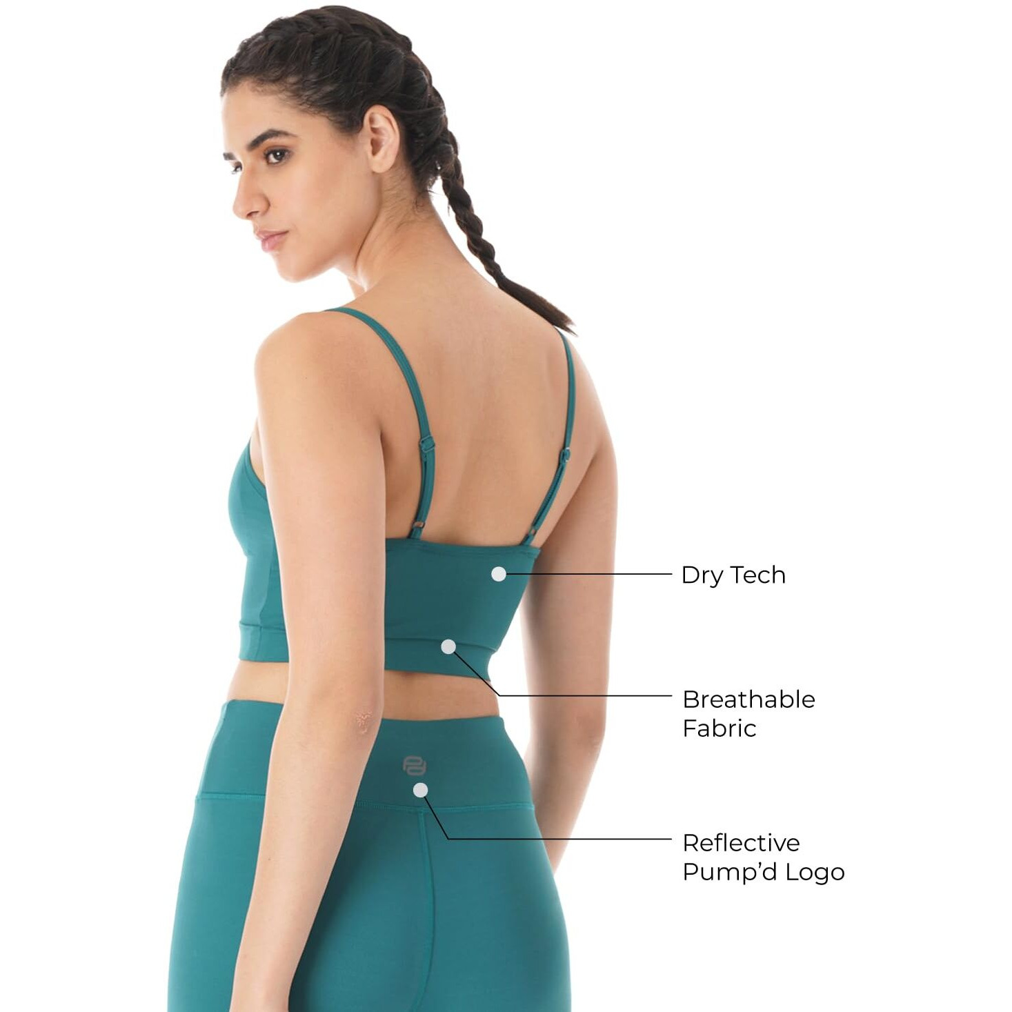 PUMPD Womens Synthetic Wire Free Modern Sports Bra (PUMSS23WBR-002_Green Queen_M)