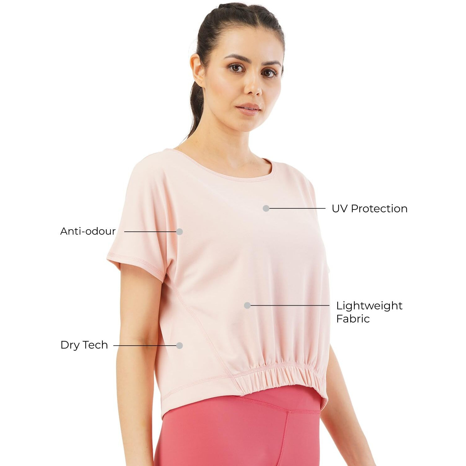 PUMPD Womens Solid Athletic Fit T-Shirt (PUMSS23WTP-008_Papa Dont Peach L)