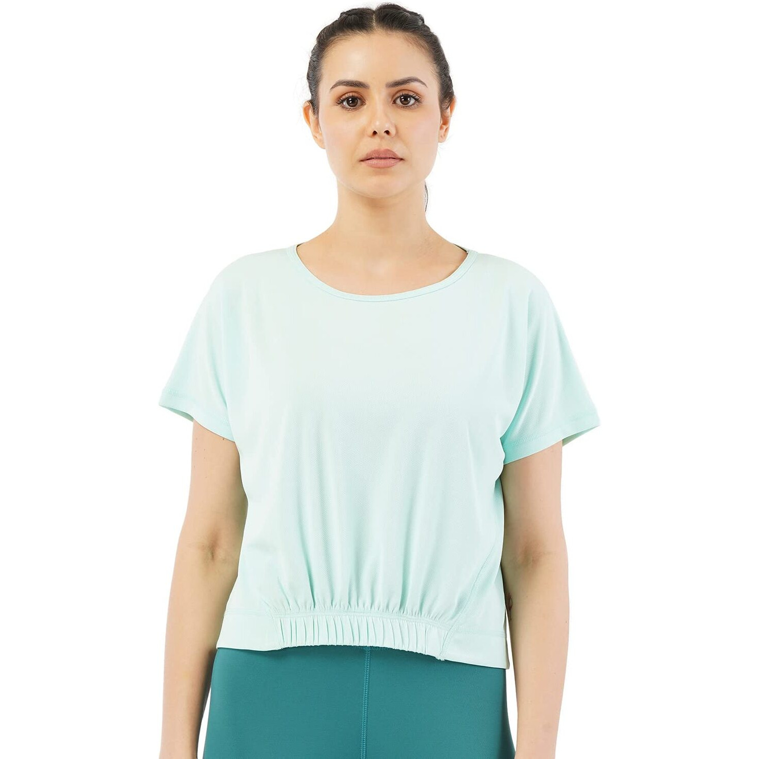 PUMPD Womens Solid Athletic Fit T-Shirt (PUMSS23WTP-008_Hint o Mint XL)