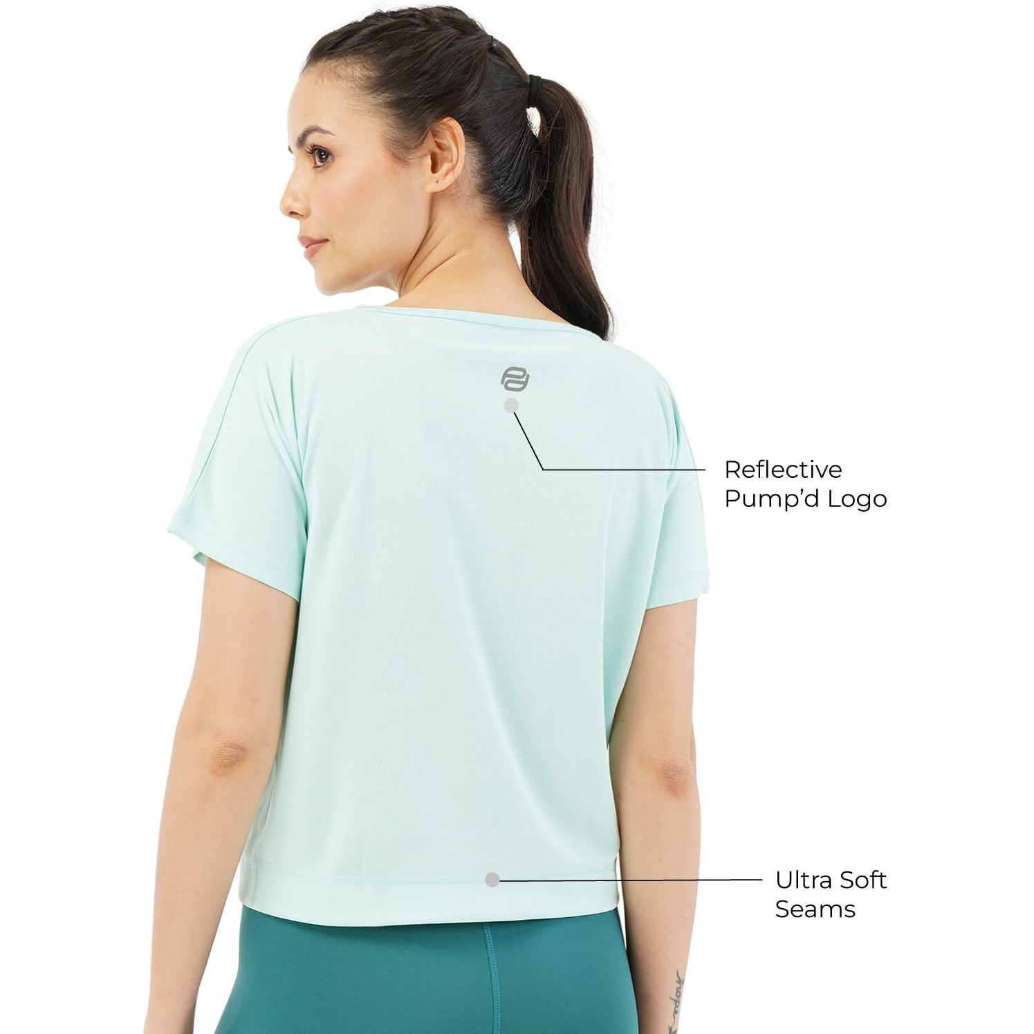 PUMPD Womens Solid Athletic Fit T-Shirt (PUMSS23WTP-008_Hint o Mint XL)