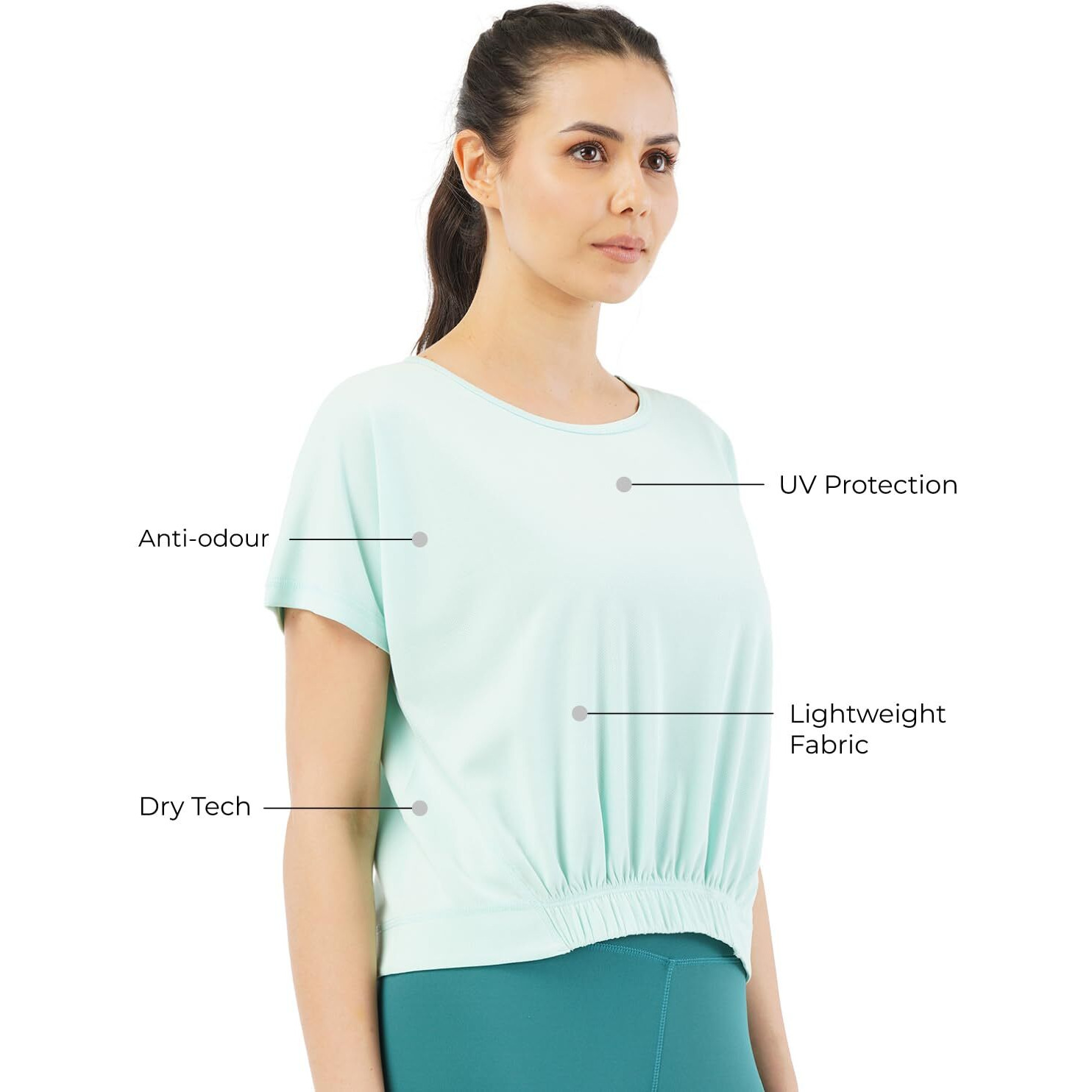 PUMPD Womens Solid Athletic Fit T-Shirt (PUMSS23WTP-008_Hint o Mint XL)