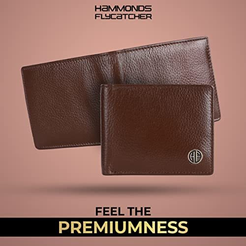 HAMMONDS FLYCATCHER Genuine Leather Wallets for Men, Brown | RFID Protected Leather Wallet for Men | Mens Wallet with 4 Card Slots | Gift for Valentine Day, Father's Day, Birthday