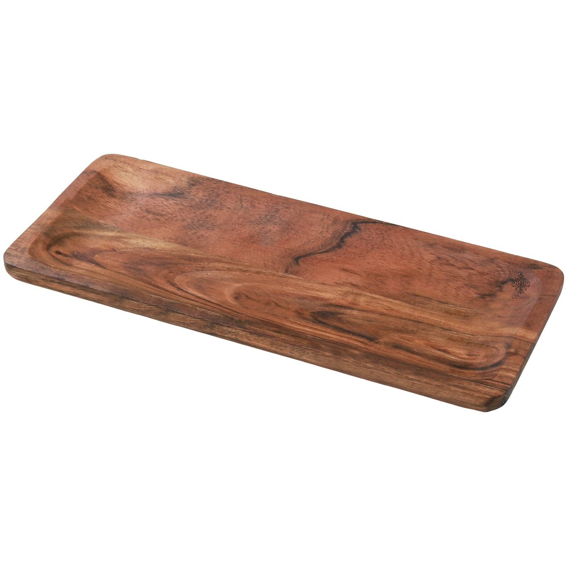 SAAGA Premium Handmade Acacia Wooden Serving Tray/Platter Brown/Chopping Board, Serving Tray for Pizza, Snacks & Dishes (12 x 5)