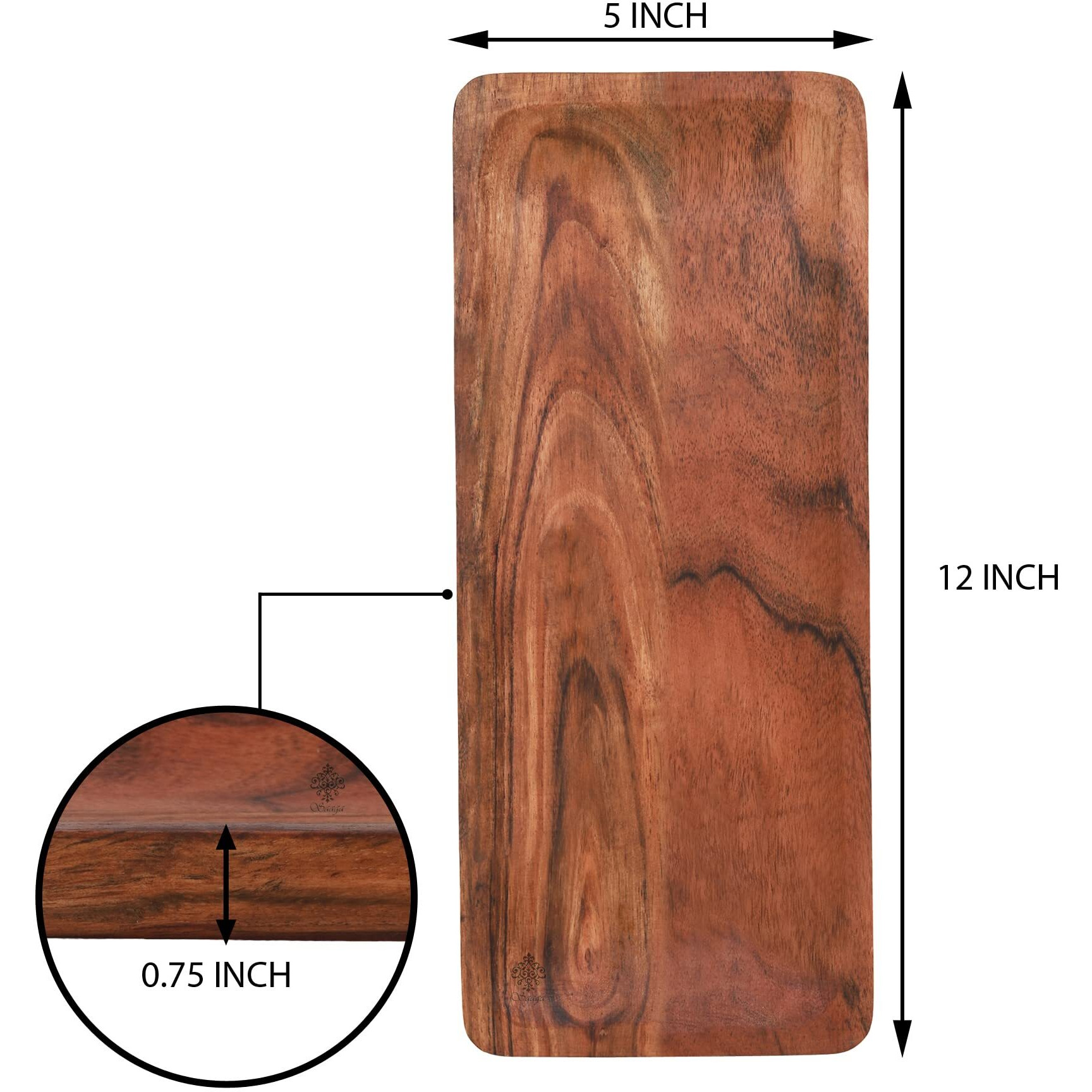 SAAGA Premium Handmade Acacia Wooden Serving Tray/Platter Brown/Chopping Board, Serving Tray for Pizza, Snacks & Dishes (12 x 5)