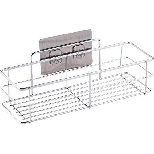 Gopendra Steel Self Adhesive Organizer Storage Hanging Bathroom Shelves Rack Shelf for Bathroom (AV145 Silver Shelves)