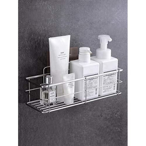 Gopendra Steel Self Adhesive Organizer Storage Hanging Bathroom Shelves Rack Shelf for Bathroom (AV145 Silver Shelves)