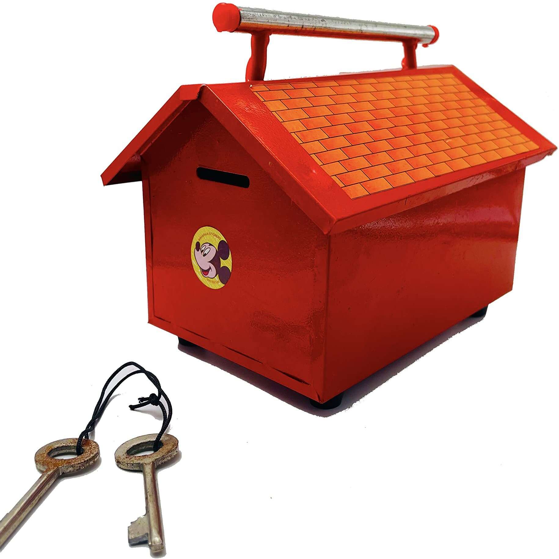 Mikha Hut Style Piggy Bank for Kids Coin Saving Box, Money Collecting ATM Hut Shape Gullak with 2 Keys for Kids and Adult - Multicolor Gifts for Kids