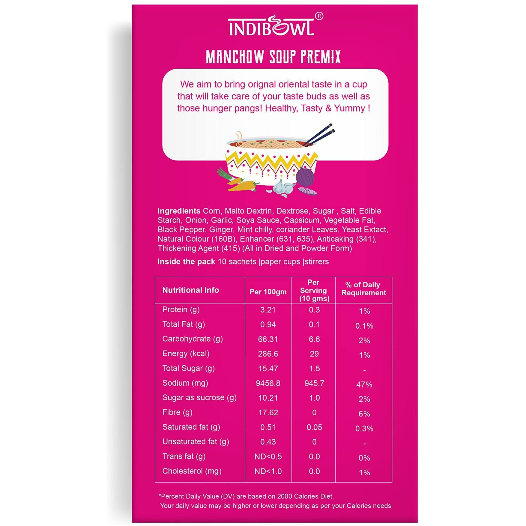 INDICUP Manchow Soup Premix - Pack of 1-10 Sachets - Instant soup Mix, Refreshing taste