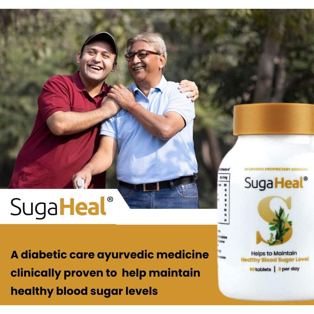 SugaHeal (90 tablets) - Diabetes Care Tablets | Ayurvedic product | Clinically proven | helps maintain healthy blood sugar level and HbA1c