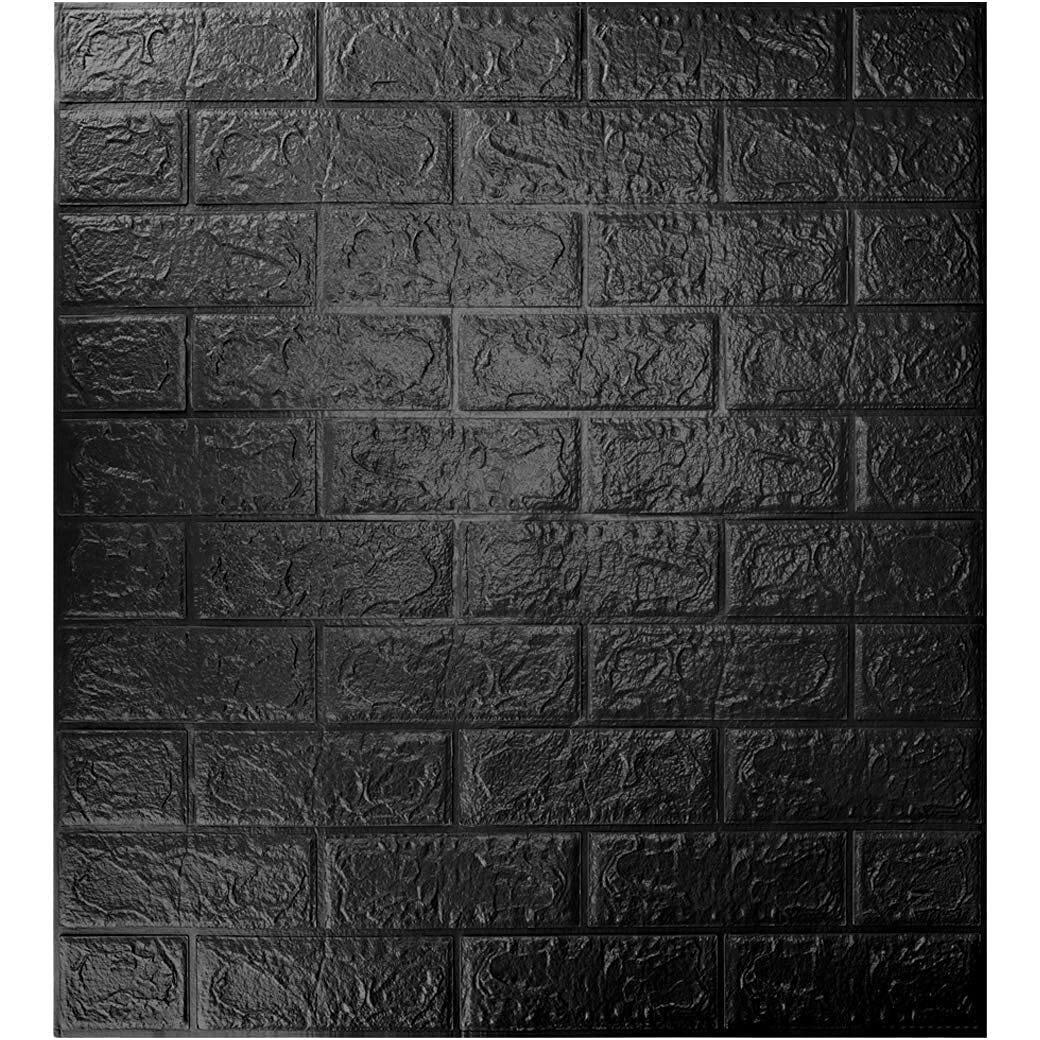 ThatDAY 3D Foam Wallpaper Wall Panels Brick Self-Adhesive Waterproof PE Foam, Ceiling Wallpaper for Bedroom Furniture, 57.5 Sq.Ft Peel and Stick 3D Brick - 70 x 70 cm (20, Black)