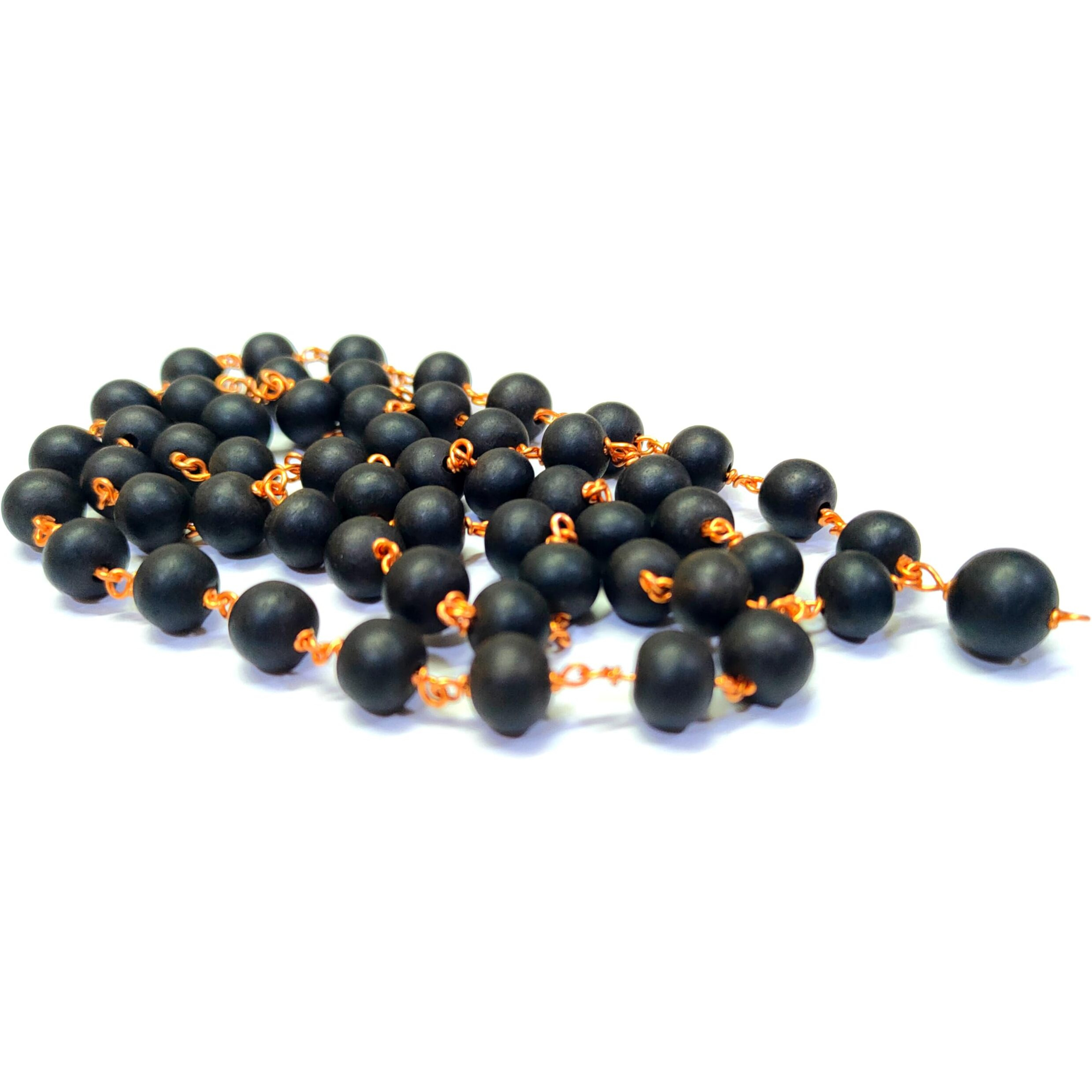 Anciently Karungali Malai Copper Original 8mm | Karungali Malai Copper 8mm 54 Beads, Ebony Wood, 1 Piece