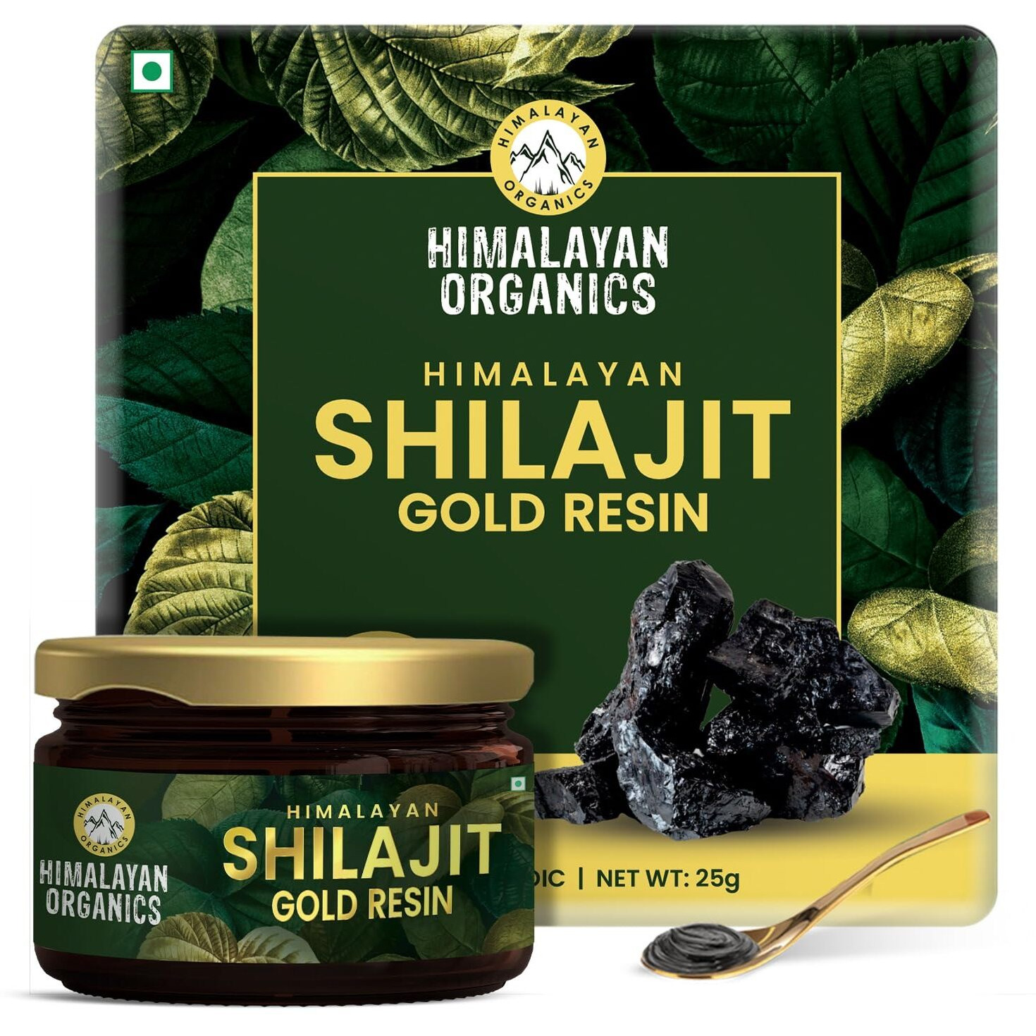 Himalayan Organics Shilajit Gold Resin - 25g | Contains 24 Carat Gold | 100% Ayurvedic | Pure and Natural Shilajeet | Helps to Boost Immunity, Energy, Strength, Stamina, and Overall Health - 25G