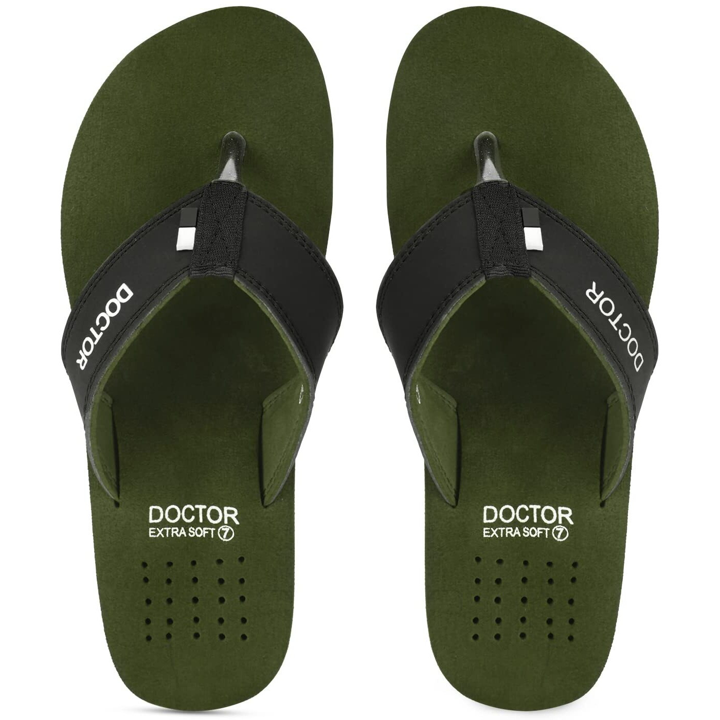 DOCTOR EXTRA SOFT Slipper Care Orthopaedic and Diabetic Comfort Doctor Slipper, Dr. Slipper, Flip-Flop, Slides and House Slipper for Men's D-24-Olive-8 UK