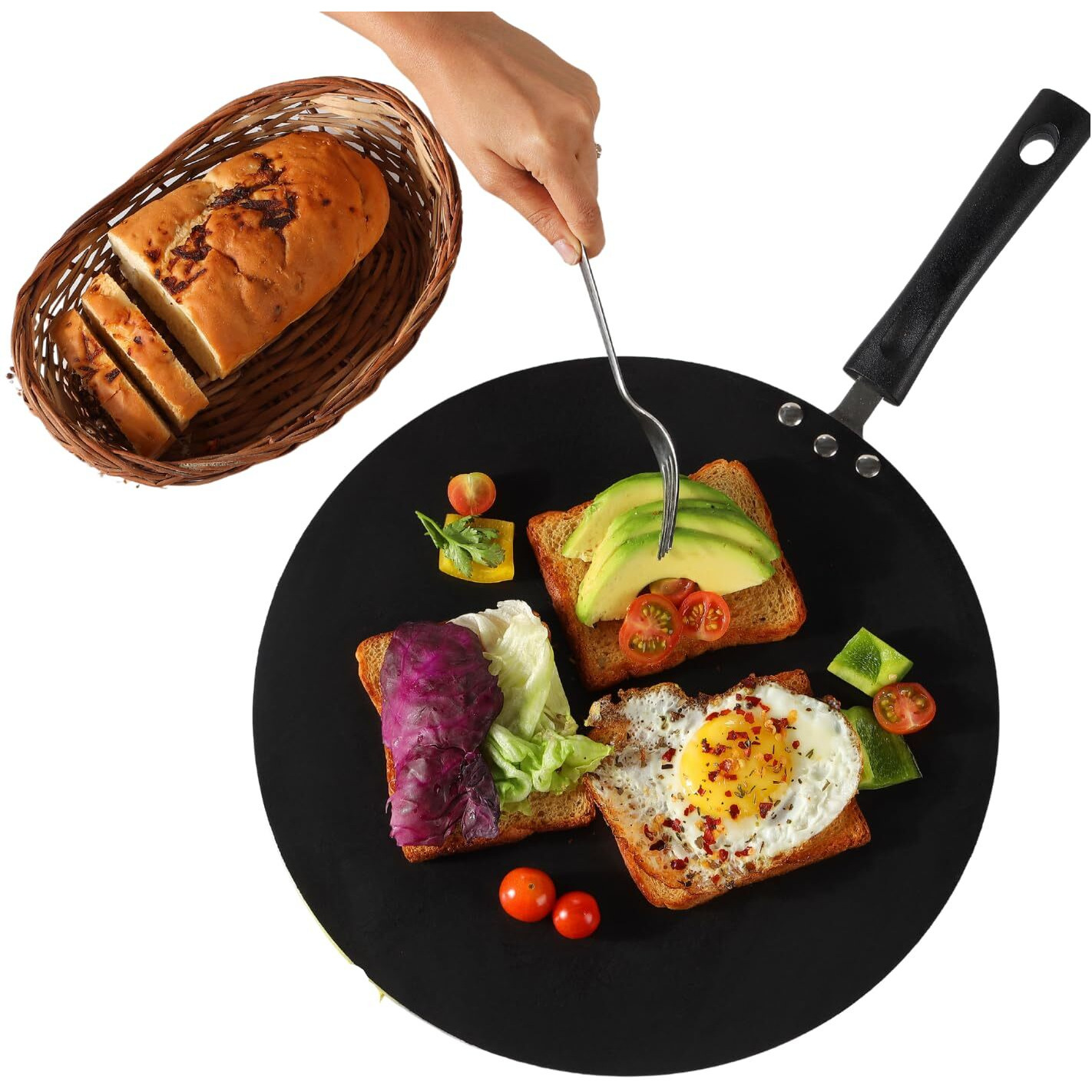 Vinod Zest Aluminium Non Stick Flat Multi Tawa - 28 cm | Triple Layer Ceramic Coating | 4mm Extra Thick Dosa Tawa | Bakelite Handle | Gas and Induction Base | 1 Year Warranty