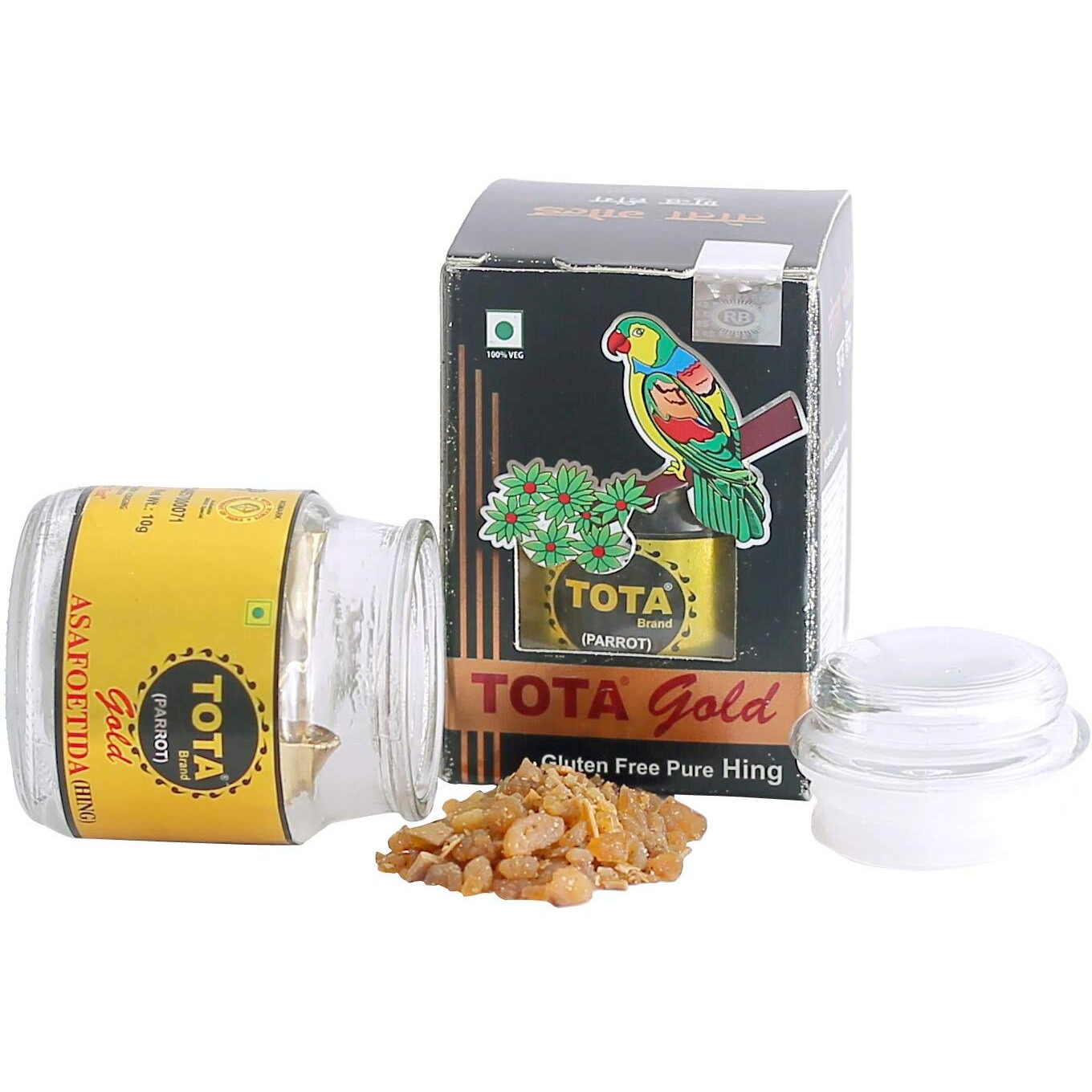 Tota Gold 100% Pure Hing Crystals - 100% Natural Gluten Free Heeng / Asafoetida (Nothing Else Mixed) - 10 gm