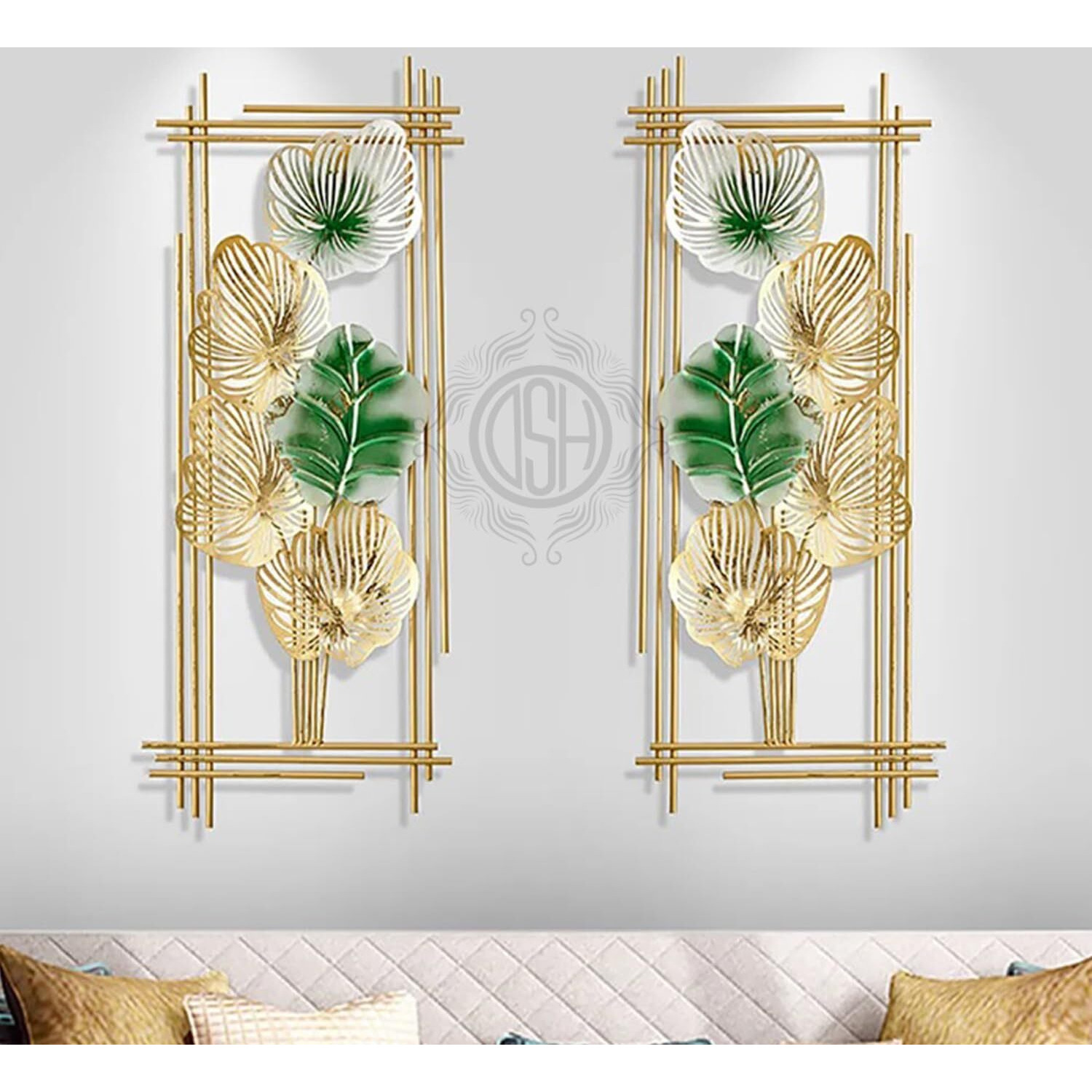 DSH CRAFTING YOUR CURIOSITY Metal Wall Art Wall Sculptures Hanging Perfect For Home Decorations Living Room Bedroom. (10-GRNframe-2P)