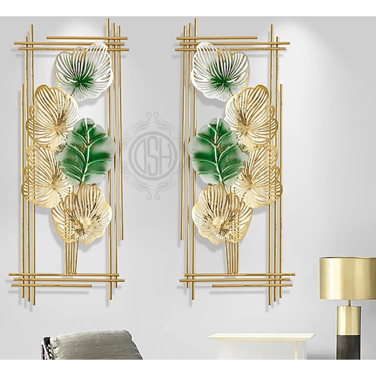 DSH CRAFTING YOUR CURIOSITY Metal Wall Art Wall Sculptures Hanging Perfect For Home Decorations Living Room Bedroom. (10-GRNframe-2P)