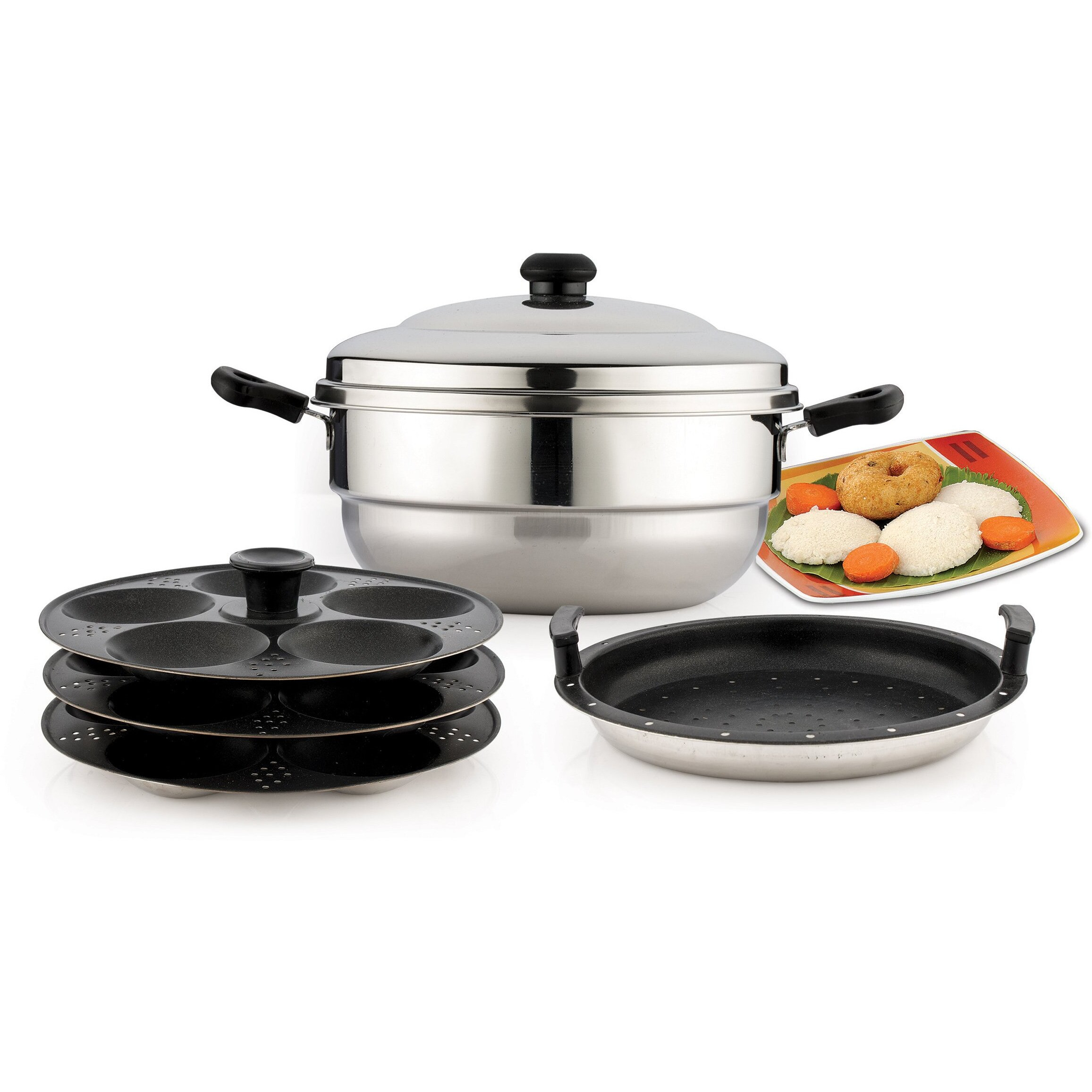 Coconut Adigas Stainless Steel with Non Stick Idly Steamer - 15 Idli