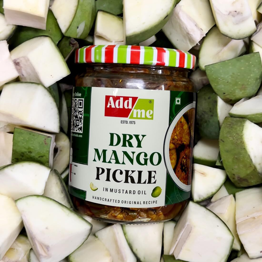 Add Me Dry Mango Pickle 500gm in very Home Made less mustard oil Aam ka Sukha Achar village style 500 g Classic indian recipe glass Pack