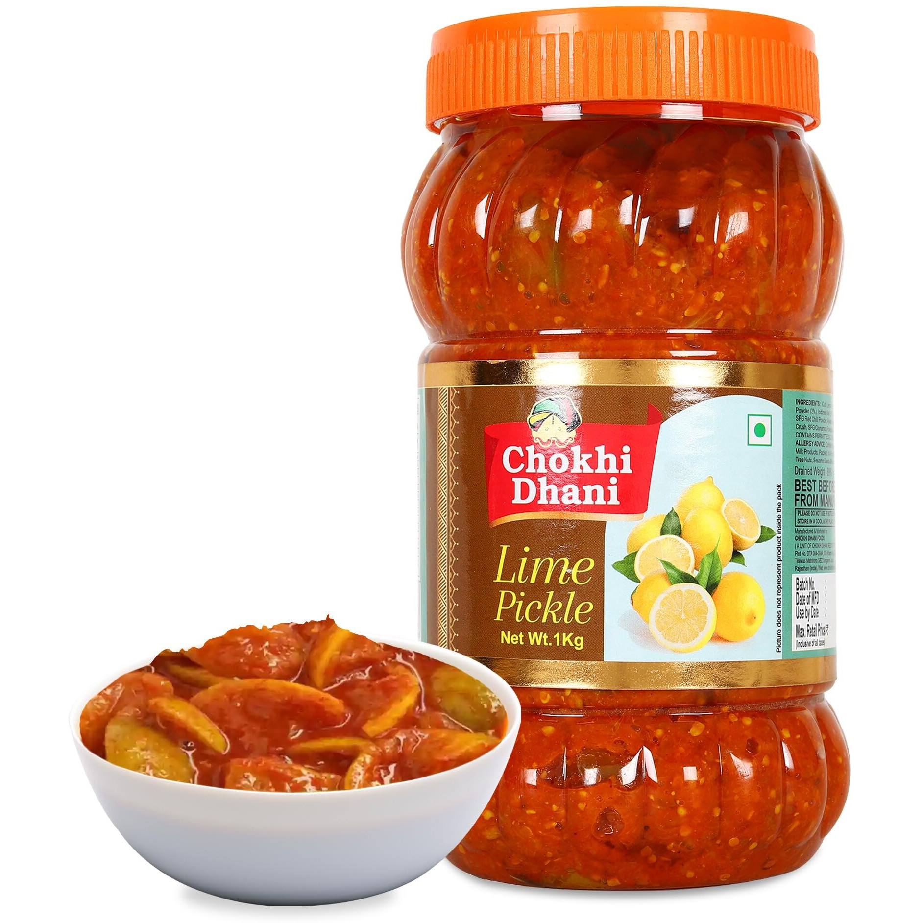 Chokhi Dhani Nimbu Ka Achar Lime Pickle | Tangy and Spicy | Rajasthani Taste | (Pack of 1) 1Kg