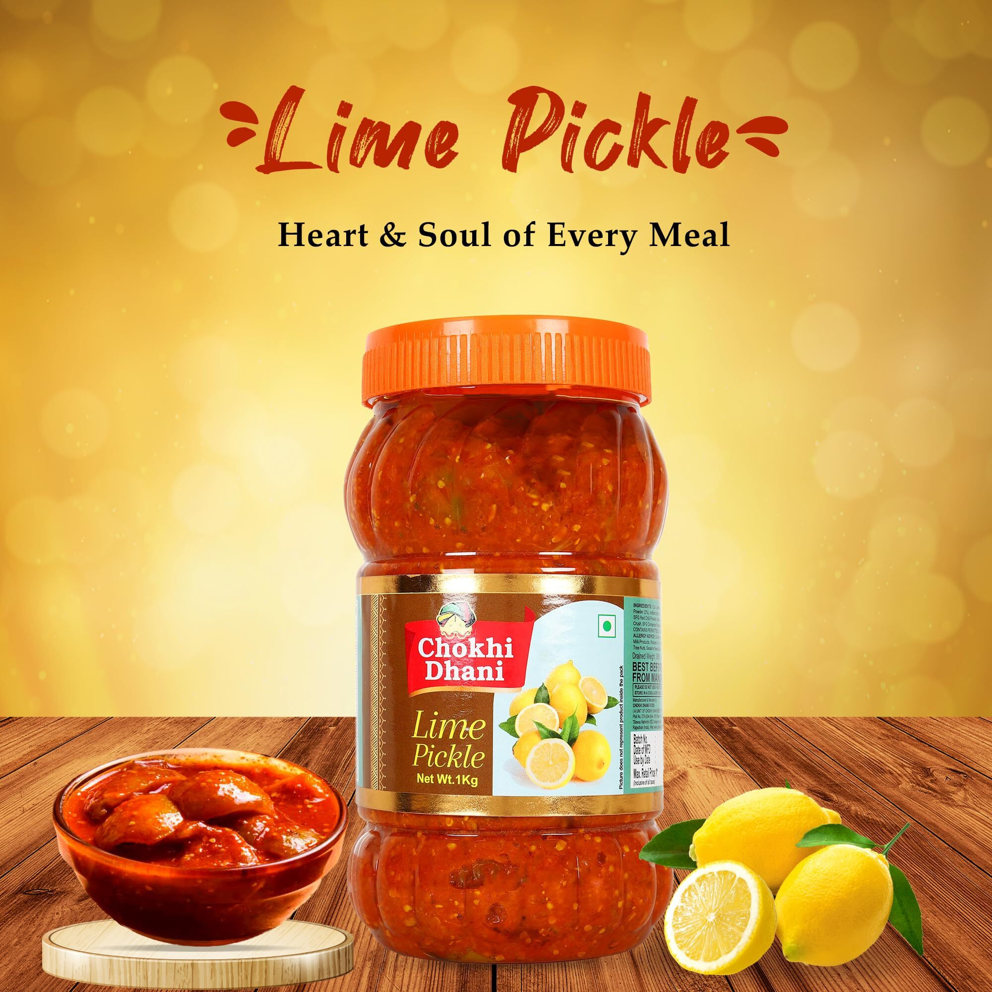 Chokhi Dhani Nimbu Ka Achar Lime Pickle | Tangy and Spicy | Rajasthani Taste | (Pack of 1) 1Kg