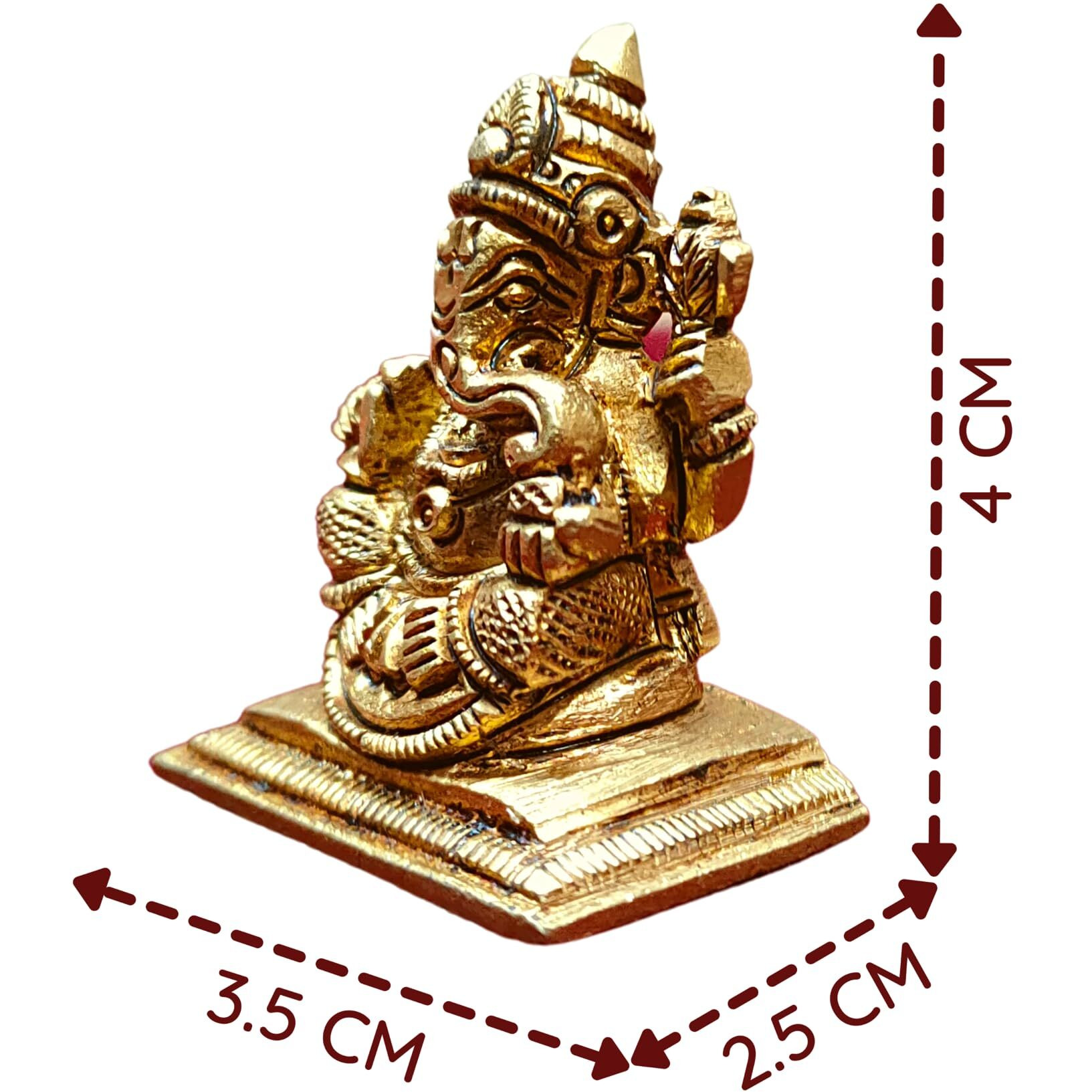 anciently Premium Mini Ganesha Brass Idol | Mini Ganesha Idol for Car Dashboard Brass | Ganesh Chaturthi Gifts, 4CM Height, Gold Colour - (1 Piece)