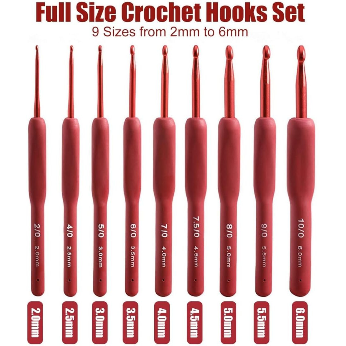 NEOUTH Crochet Hooks, 9 Pieces Set Ergonomic Crochet Hooks, Comfortable Crochet Needle Kit for Arthritic Hands, Perfect for All Skill Levels