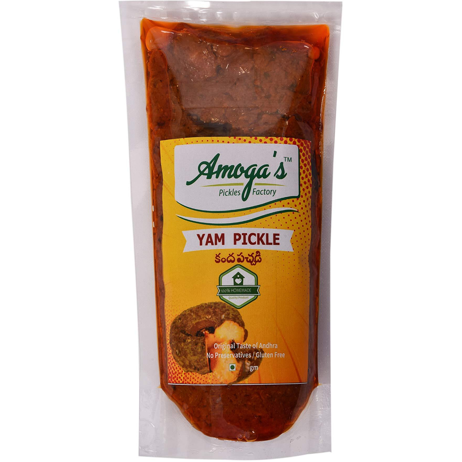 Amoga's Pickles Factory Andhra Fresh Elephant Foot Yam/Kanda Pachadi/jimikand Pickle/Achar 200 gm and Mango Thokku Achar/Pickle 200 gm Combo Pack (Pack of 2)