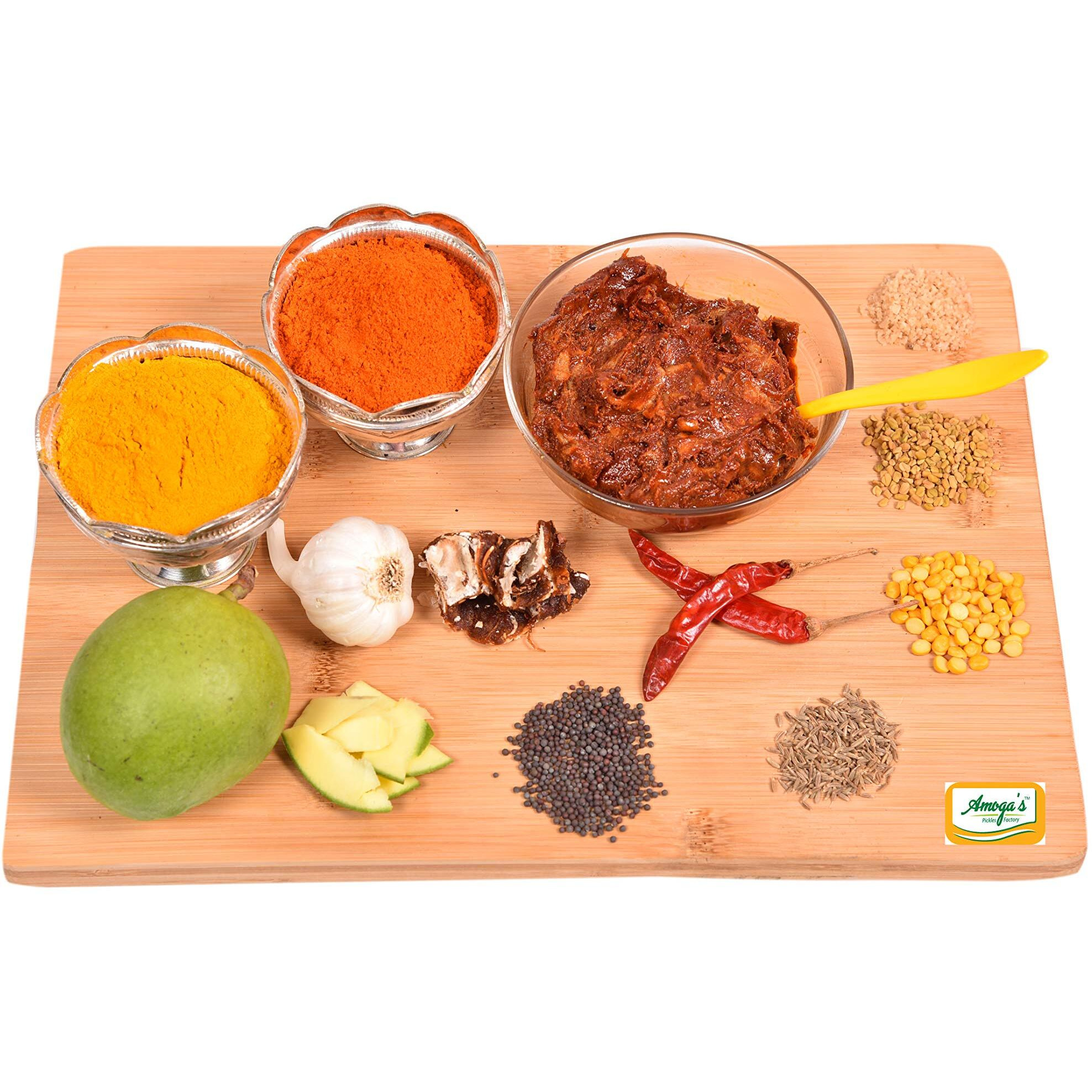 Amoga's Pickles Factory Andhra Fresh Elephant Foot Yam/Kanda Pachadi/jimikand Pickle/Achar 200 gm and Mango Thokku Achar/Pickle 200 gm Combo Pack (Pack of 2)