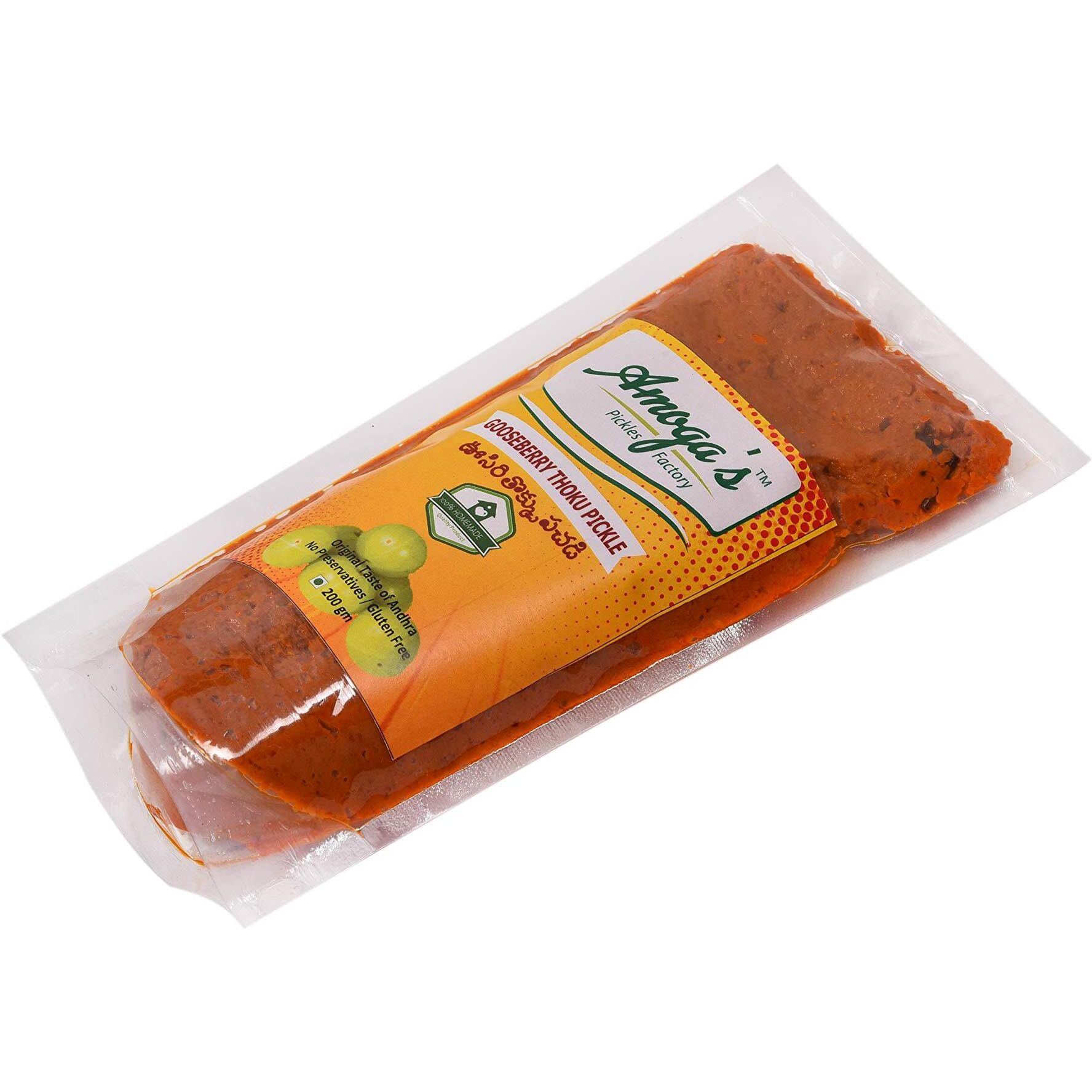 Amoga's Pickles Factory Andhra Fresh Gooseberry Thokku/Usirikaya Thokku Pickle/Achar 200 gm and Mango Pickle 200 gm Combo Pack (Pack of 2)